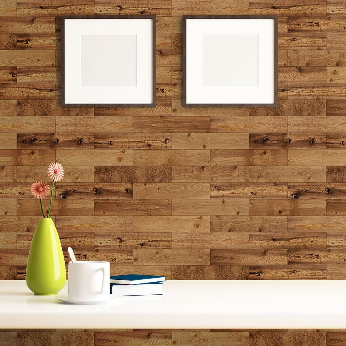 Brown Wood Texture Peel and Stick Removable Wallpaper - Self-Adhesive Decorative Vinyl for Bedroom, Living Room, Office - Easy to Apply & Remove