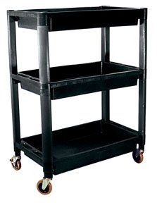 Heavy-Duty 3-Tier Rolling Utility Cart with Wheels - Sturdy Plastic Shelving Organizer for Kitchen, Bathroom, Garage, Office Storage and Organization