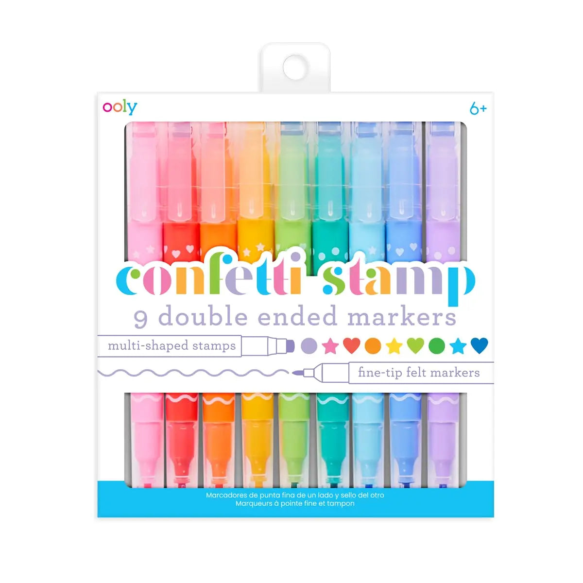 9-Piece Double-Ended Confetti Stamp Markers Set - Perfect for Scrapbooking, Card Making & DIY Crafts
