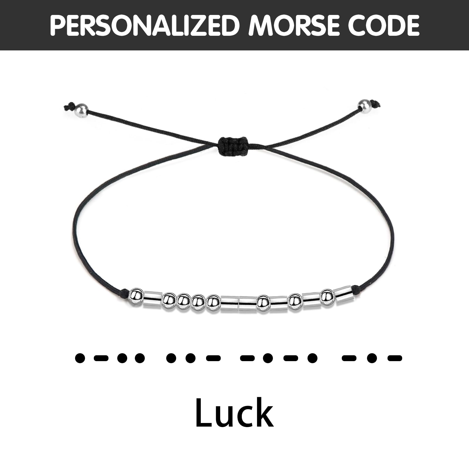 Tidefire Morse Code Bracelet for Women & Men - Secret Message Beads Friendship Bracelet with Silk Cord & Meaning Card - Perfect for Couples, Gifts, and Special Occasions