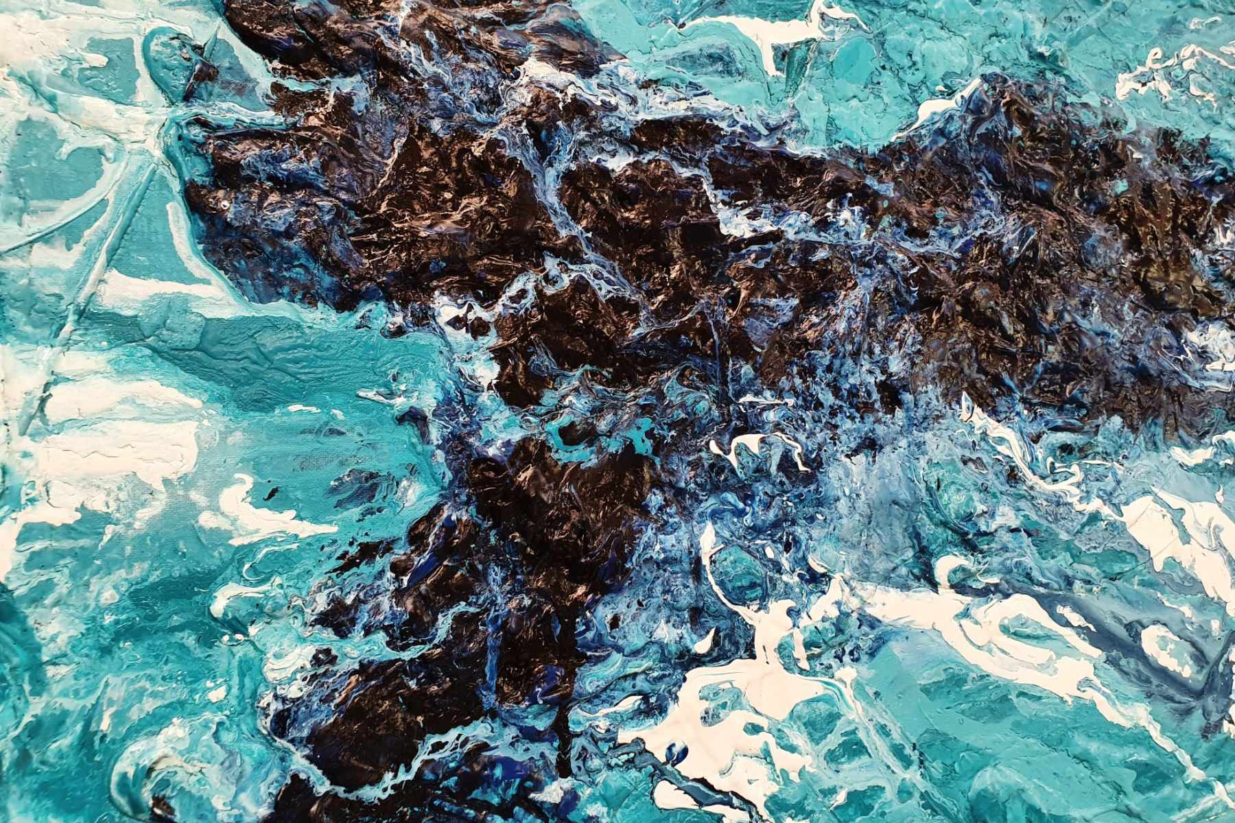 Blue Myth 2 - 160cm x 60cm Blue Textured Abstract Canvas Art Painting - Modern Wall Decor for Living Room, Bedroom & Office