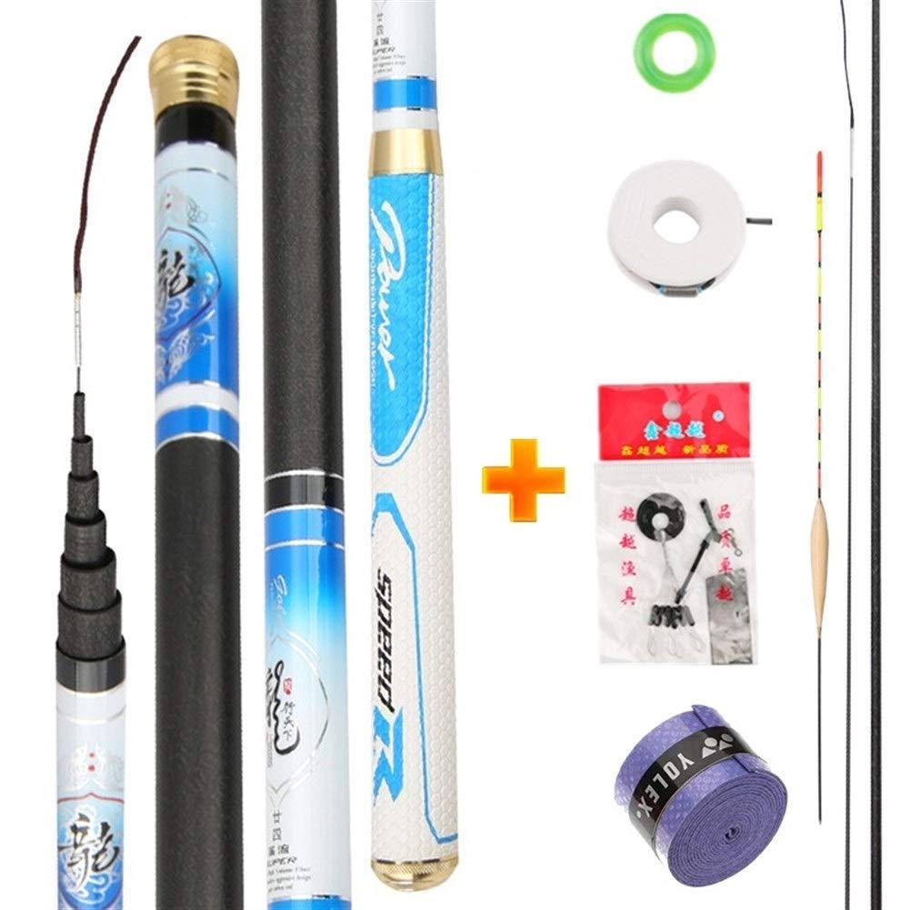 Premium Carbon Fiber Telescopic Fishing Rod - Ultra Light & Durable 3.6m/4.5m/5.4m/6.3m/7.2m Portable Hand Pole (Black) - Perfect for Freshwater, Saltwater, Travel & Backpacking Fishing Adventures