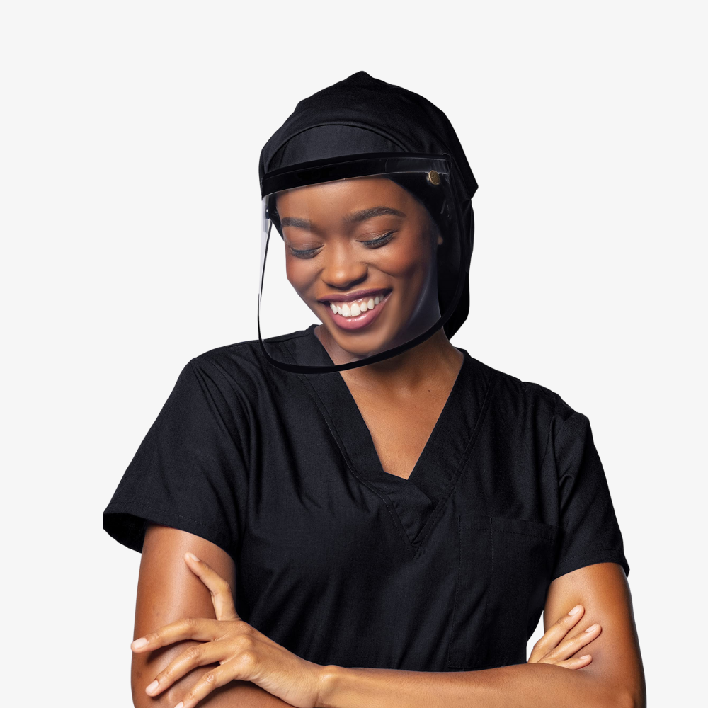 Hairbrella Pro XL Scrub Cap with Face Shield - Waterproof Surgical Hat for Nurses, Doctors & Healthcare Workers - Perfect for Hospitals, Clinics & Medical Procedures