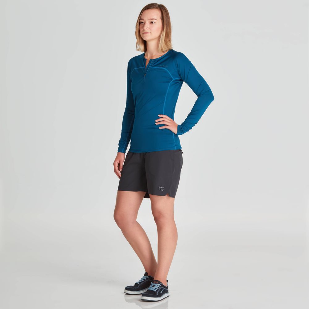 NRS Women's Long Sleeve Rashguard - UPF 50+ Sun Protection Swim Shirt for Surfing, Swimming & Outdoor Water Sports