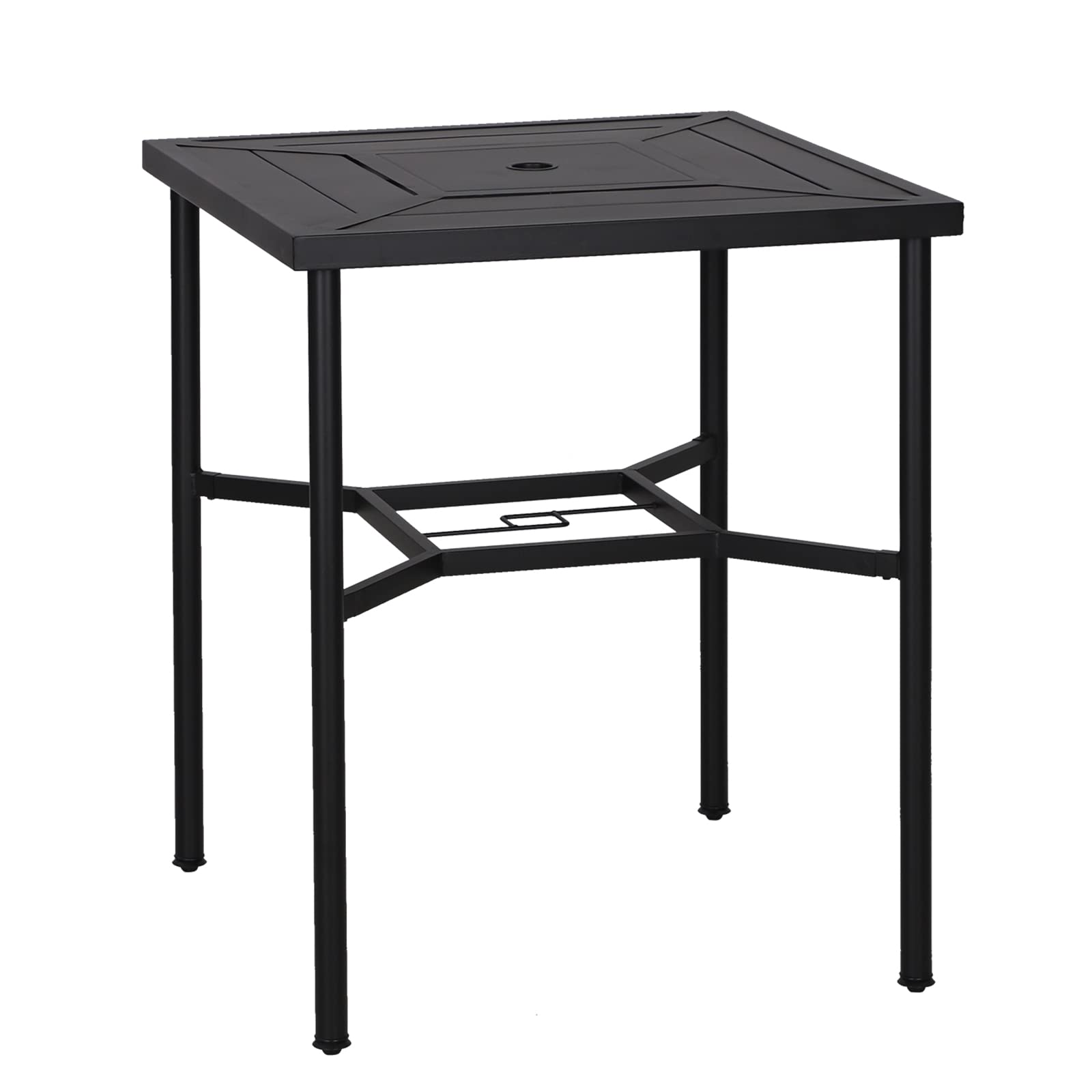 PHI VILLA 38 Inch Outdoor Bar Table - Square Metal Patio Bistro Dining Table with Umbrella Hole - Perfect for Lawn, Garden, Backyard, Poolside & Outdoor Entertaining