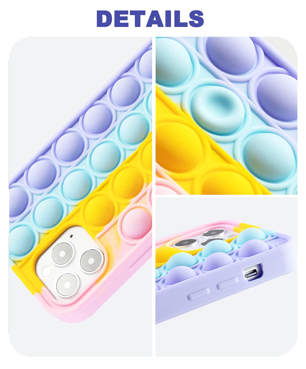 **Pop It Phone Case for iPhone 11 - Stress Reliever Push Pop Bubble Fidget Toy Cover, Cute Soft Silicone Protective Shell for iPhone 11 (6.1 Inch) - Rainbow | Fun & Anxiety Relief for Kids & Adults**