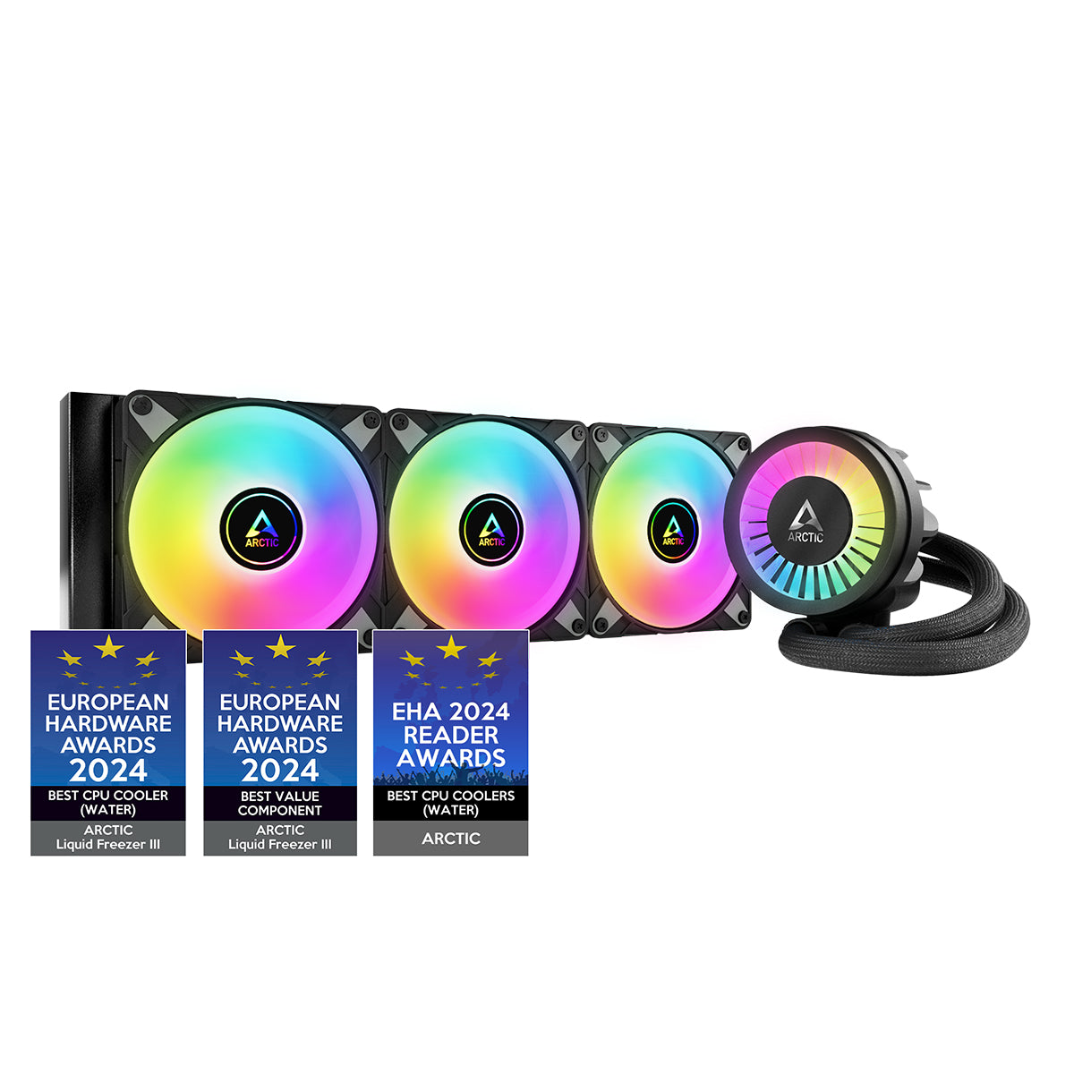 Arctic Liquid Freezer III 360 A-RGB AIO CPU Liquid Cooler - High Performance Black Water Cooling System for Gaming PC & Workstation | Perfect for Overclocking & Silent Operation