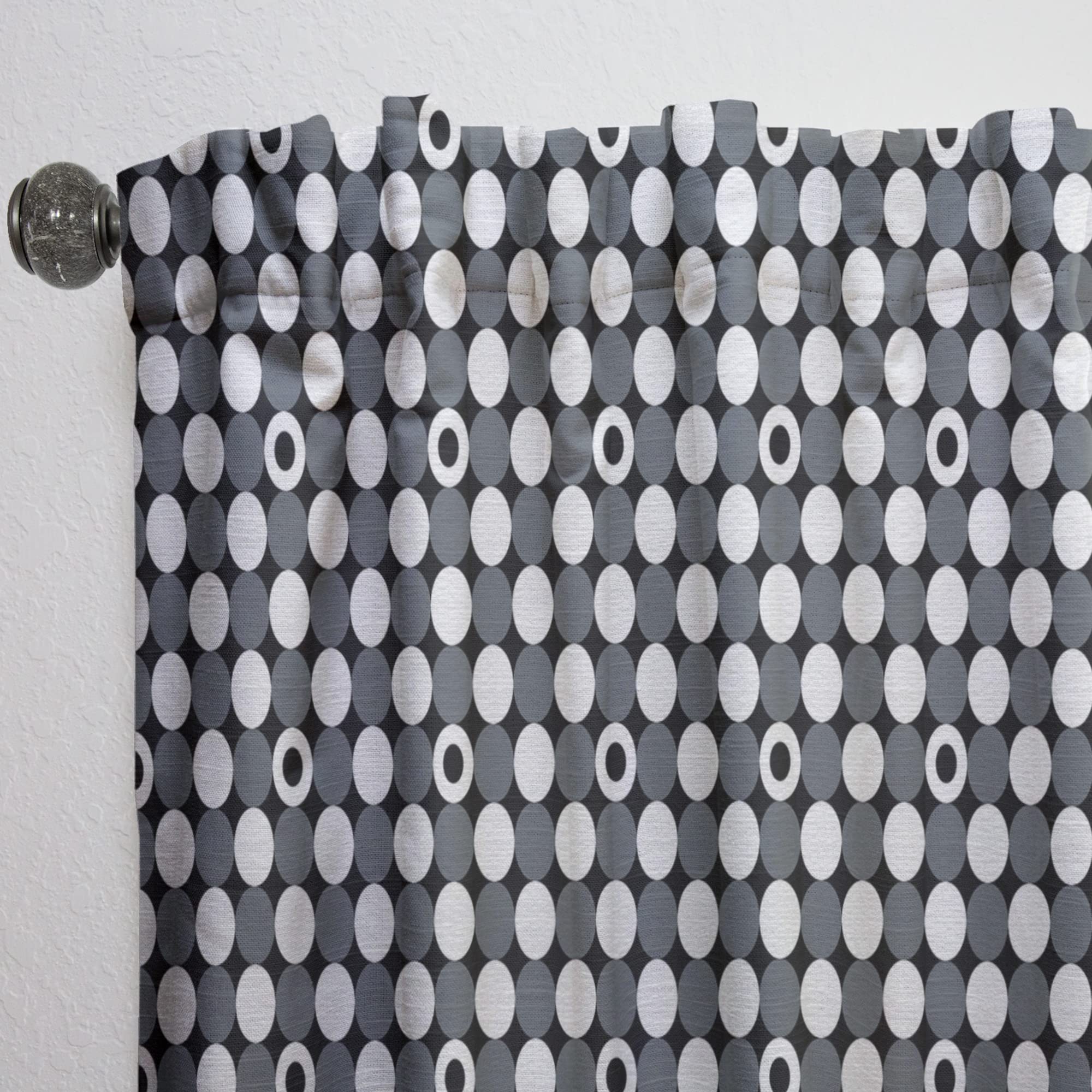 DesignQ Monochrome Geometric Pattern XIV Thermal Insulated Curtains - Single Panel 52x120 - Blackout Drapes for Bedroom & Living Room - Modern Window Treatment for Home Decor