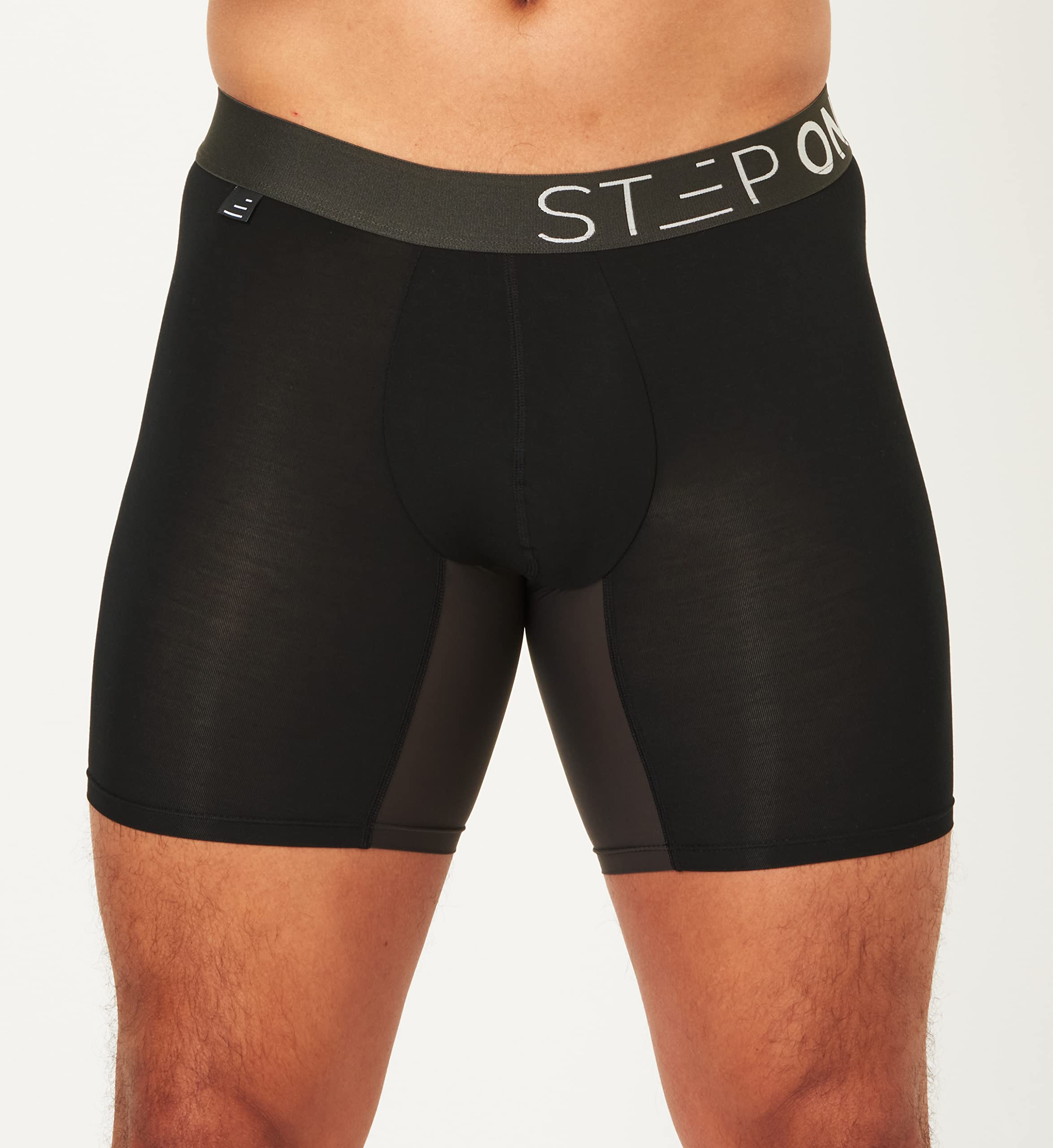 STEP ONE Men's Underwear Boxer Briefs 5-Pack - Moisture-Wicking, 3D Pouch Support, No Ride Up - Black Men's Boxer Briefs for Workout, Sports & Everyday Comfort