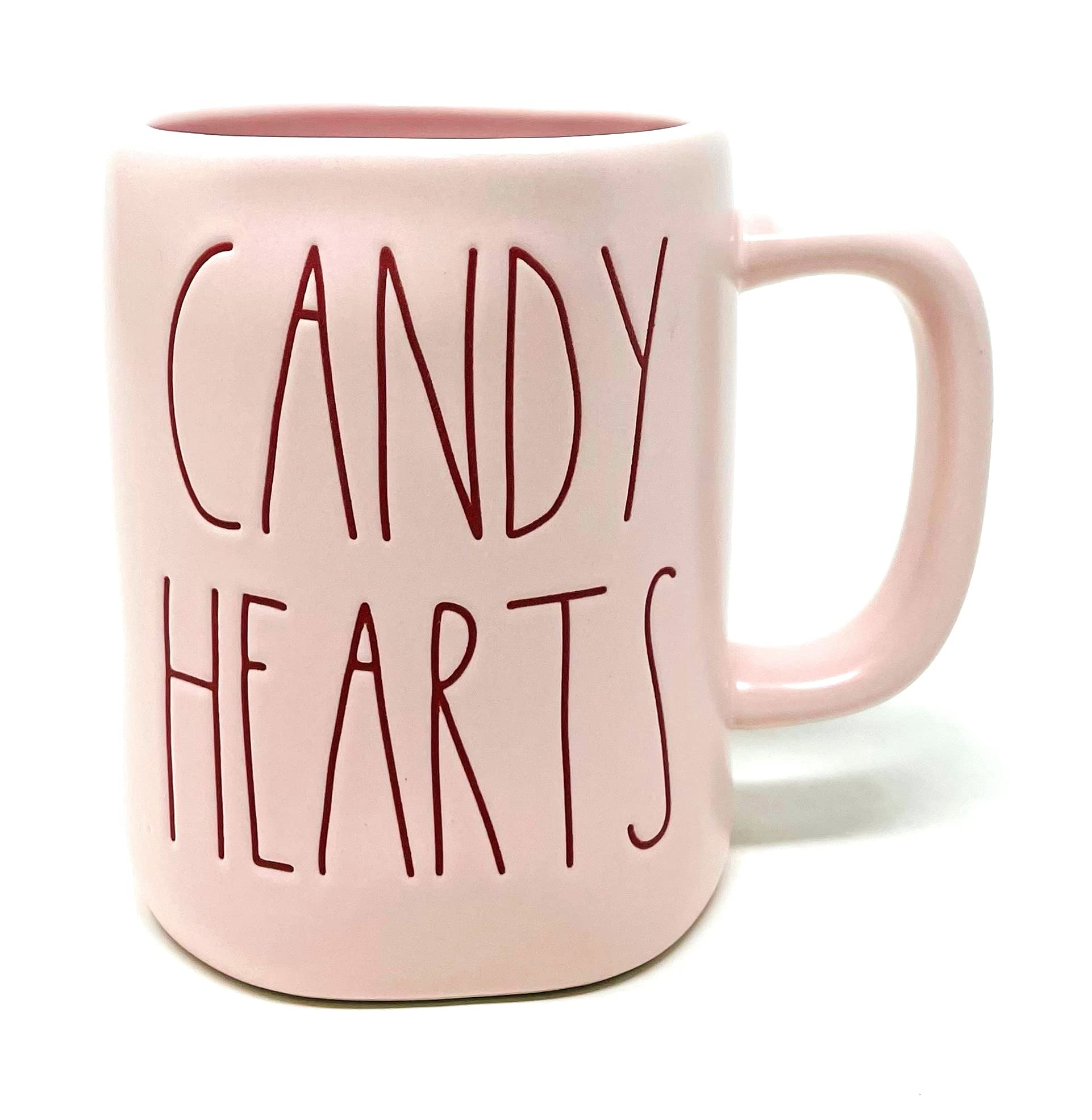 Rae Dunn Candy Hearts Pink Matte Finish Ceramic Coffee Mug - Perfect for Valentine's Day Gifts, Hot Tea & Coffee Lovers, Kitchen Decor, and Cozy Home Use