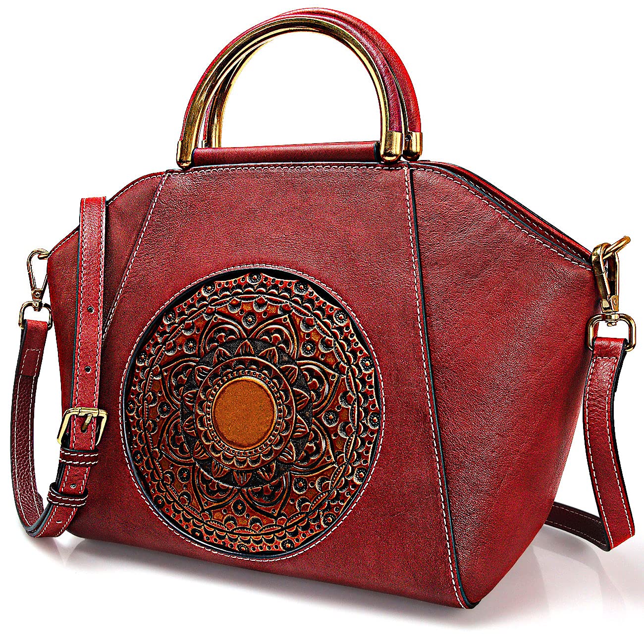 Genuine Cowhide Women's Handbag - Top Handle Satchel, Shoulder Tote & Crossbody Purse for Work, Travel & Everyday Use