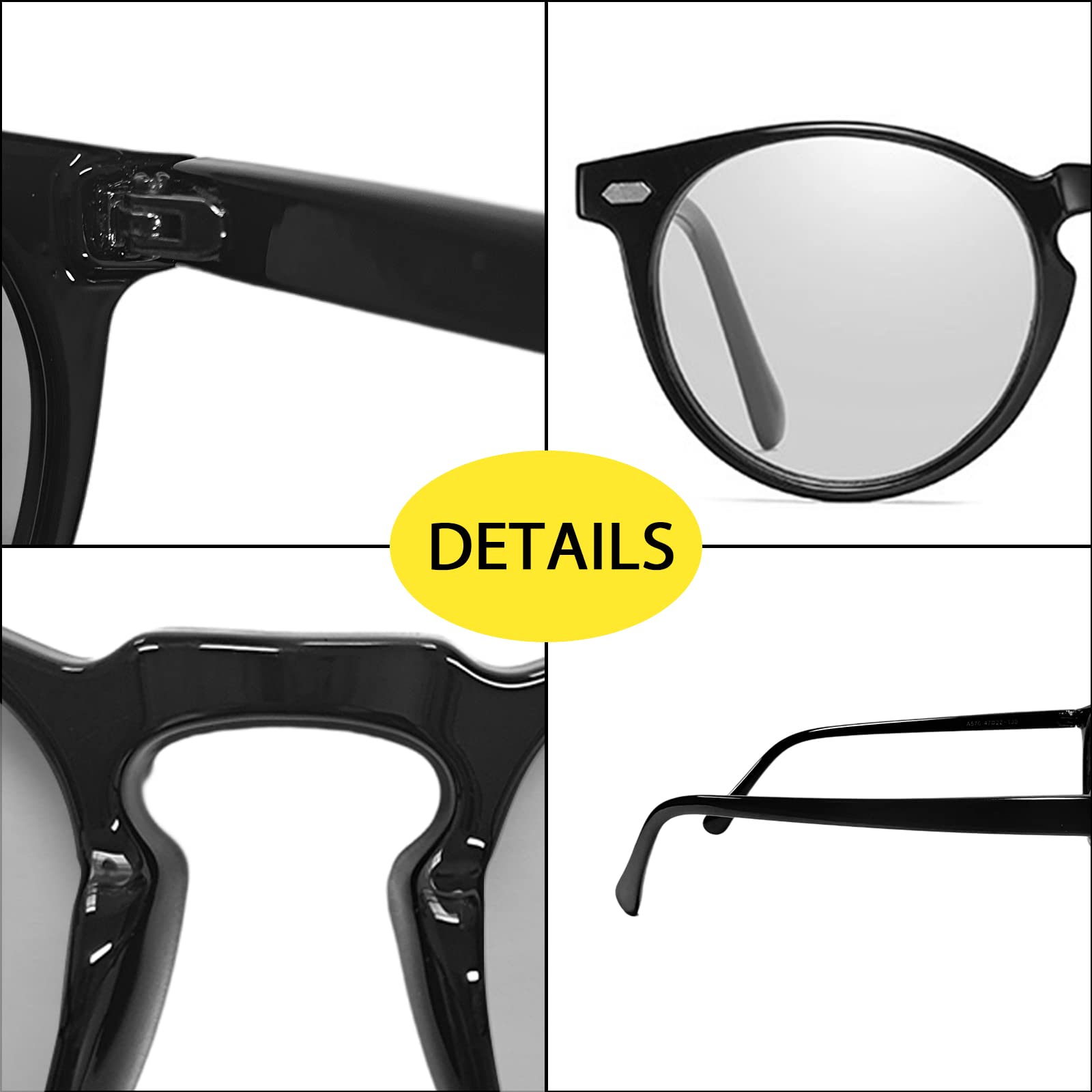 Photochromic Polarized Sunglasses for Men & Women - UV Protection Round Clear Lens Driving Glasses - Anti Glare Eyewear for Outdoor Sports, Cycling & Daily Wear