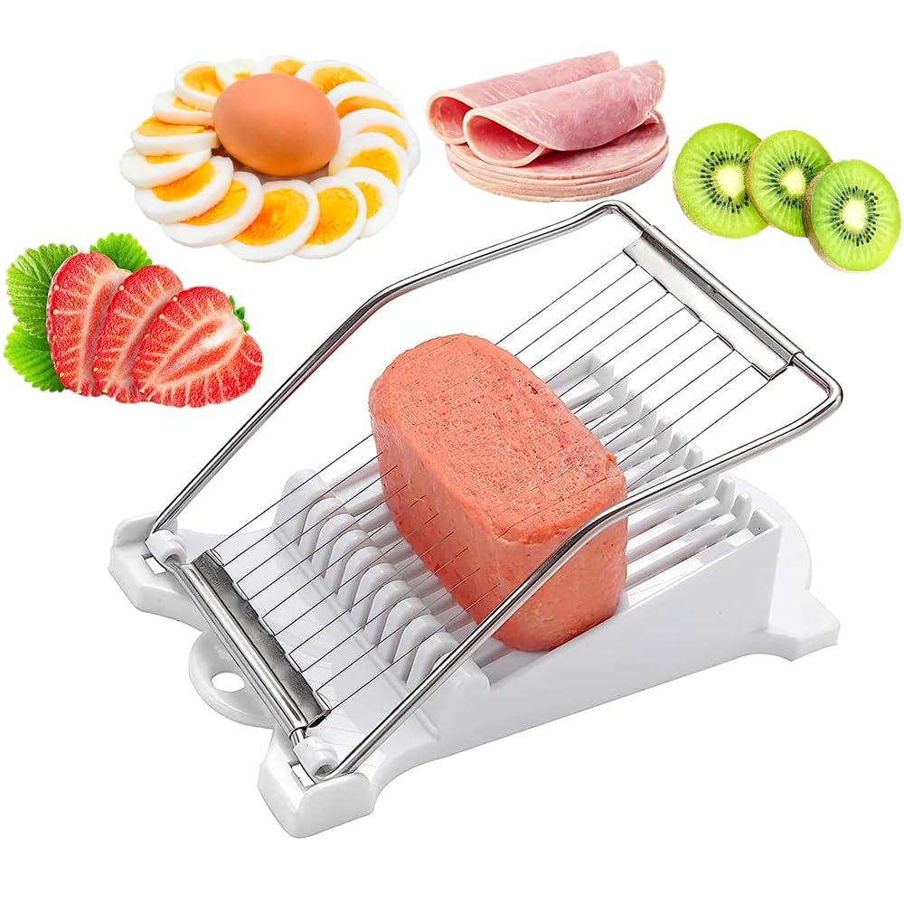 Premium Stainless Steel Wire Egg & Fruit Slicer - Perfect for Luncheon Meat, Onions, Strawberries, Avocado, Mango, Tomato, Banana & Tofu - Ideal for Meal Prep, Salad Making & Party Platters