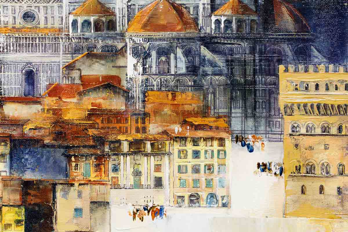 Original Florence Italy Landscape Painting - Wall Art Decor for Living Room, Bedroom & Office