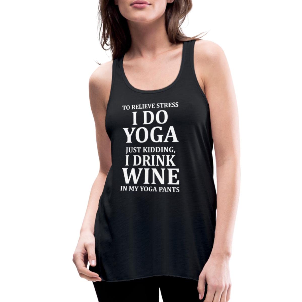 Bella Women's Flowy Yoga Tank Top - Comfortable Stress Relief Wine Lover Casual Tee for Yoga, Gym, and Relaxing at Home
