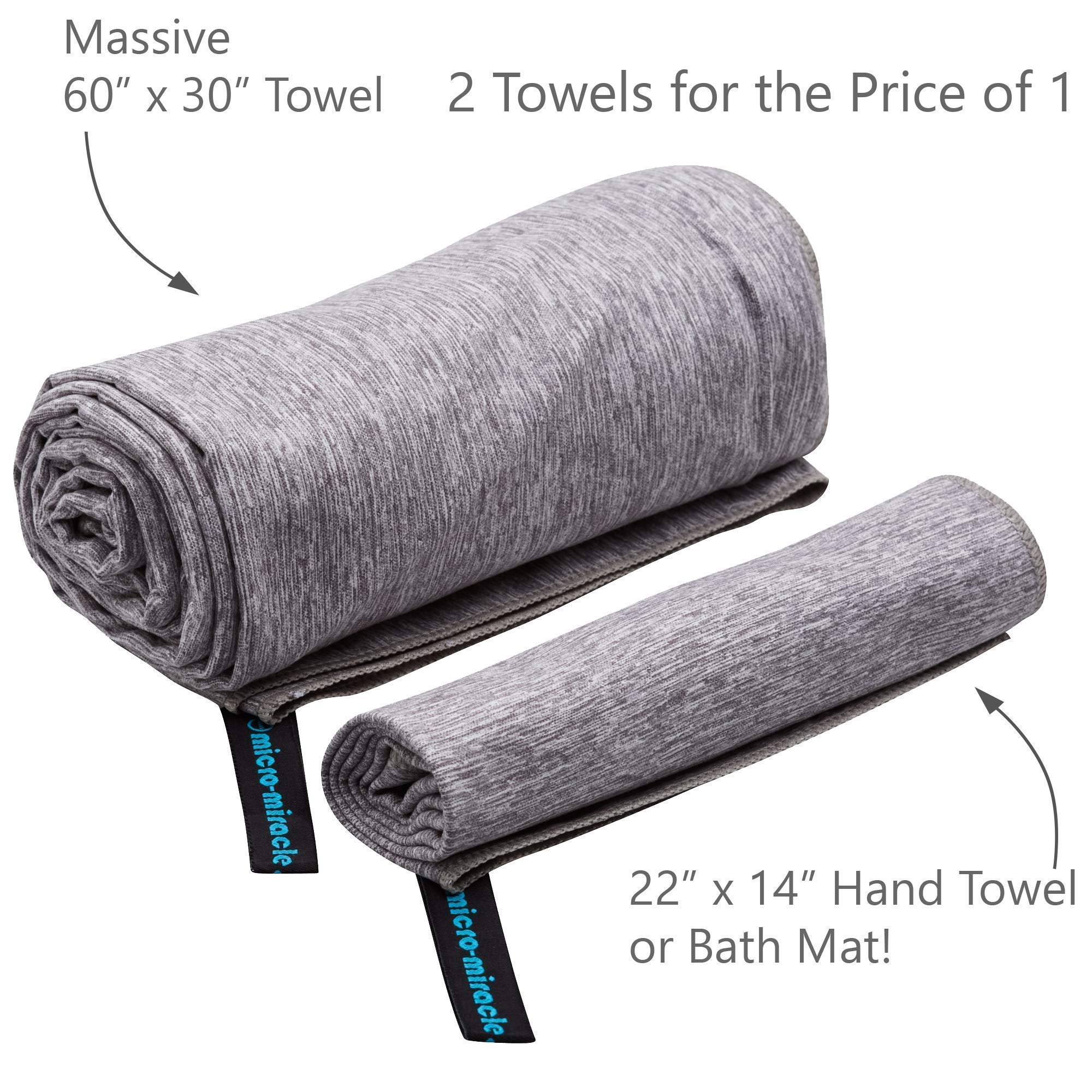 XXL Travel Towel - 2 Pack Quick Dry & Ultra Soft Microfiber Towels | Lightweight, Compact & Absorbent for Gym, Swimming, Travel, Backpacking, Camping, RV & Beach | Perfect for Sports, Outdoor Adventures & Travel Essentials