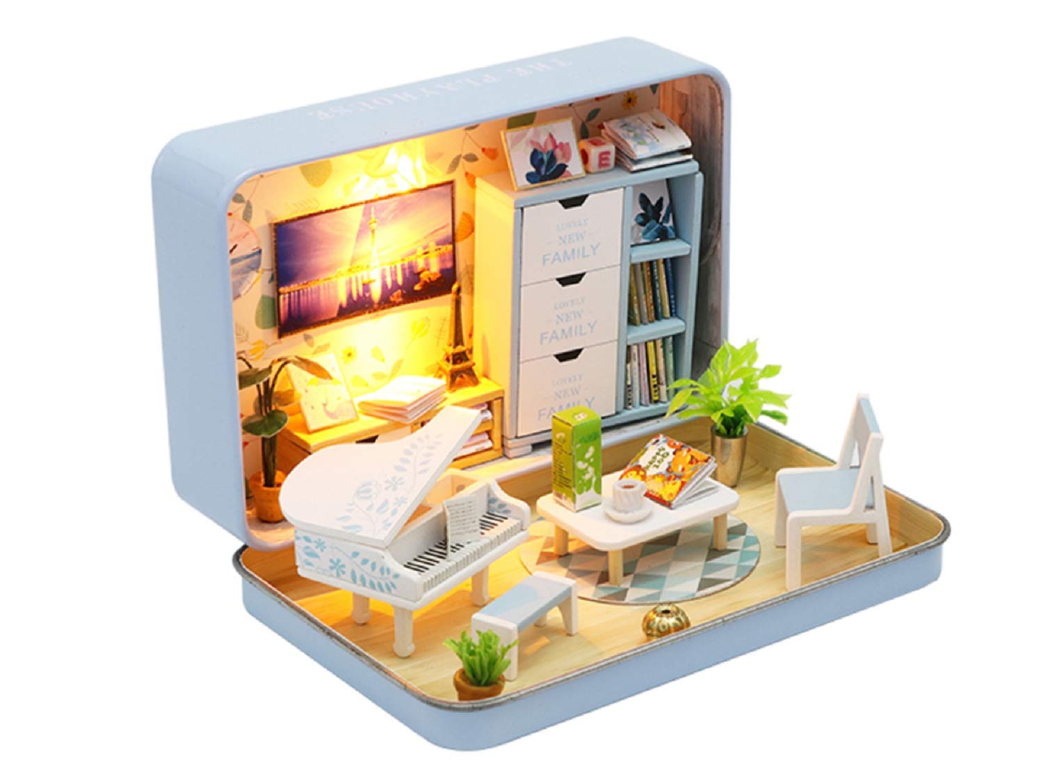DIY Dollhouse Miniature Kit with 3D Mini House, Furniture & Dust Cover - Tiny House Toys for Kids & Adults - Perfect Gift for Birthday, Christmas & Home Decor (Happiness Theater) - Great for Collectors, Room Decor & Pretend Play
