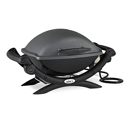 Weber Q 1400 Electric Grill - Black Portable Outdoor Grill for Patio, Camping & Tailgating | Classic Bundle with 2 Essential Accessories