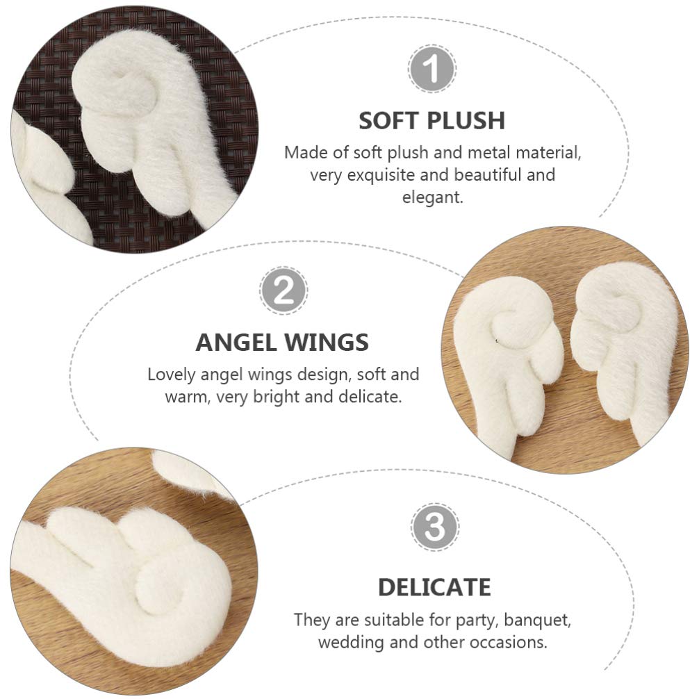 Beaupretty 2 Pairs Angel Wings Hair Clips - Cute Cartoon Plush Hairpins, Leather Barrettes Hair Accessories for Women & Girls (White & Pink) - Perfect for Parties, Weddings & Everyday Fashion