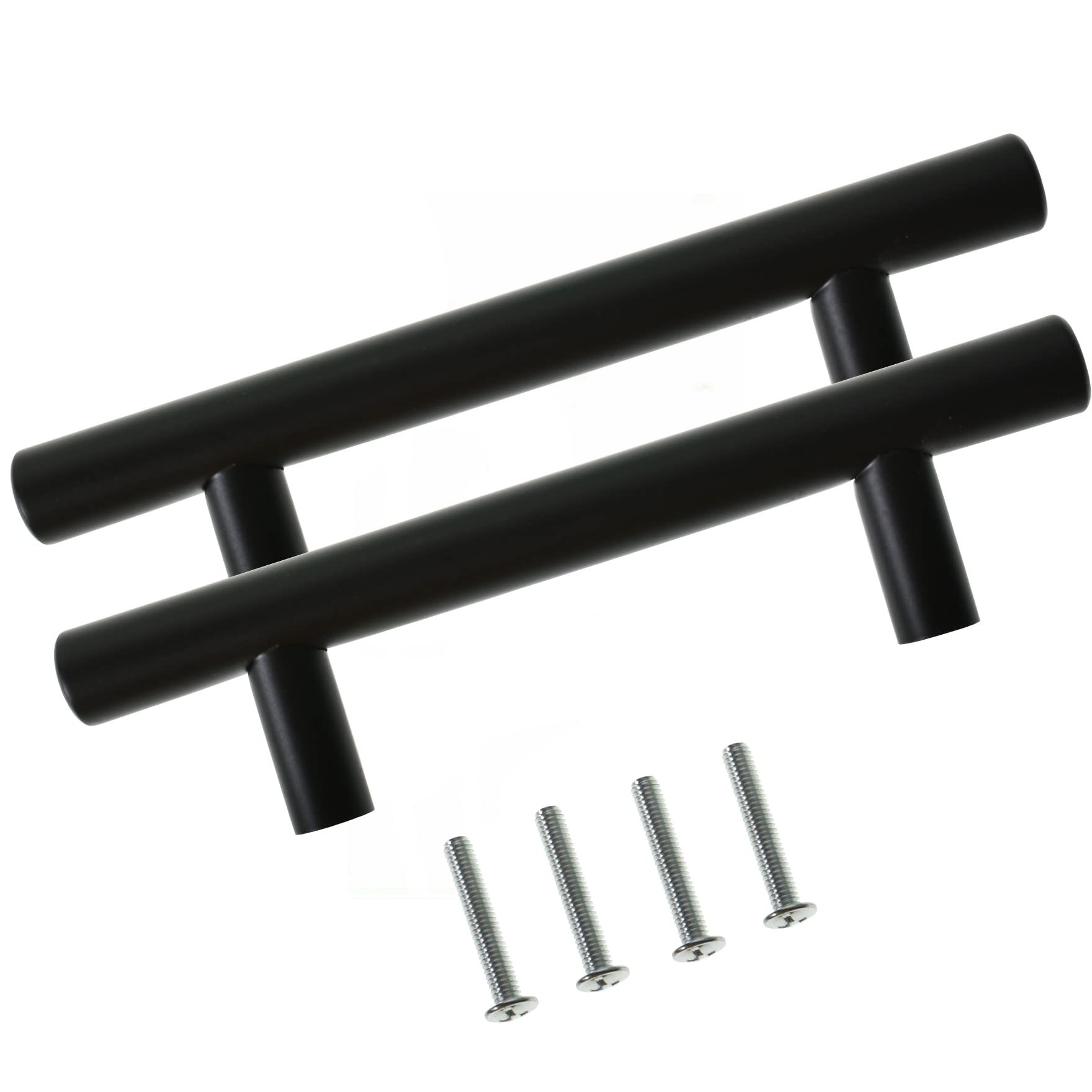 50 Pack Matte Black Cabinet Pulls - Stainless Steel Kitchen Cabinet Handles & Dresser Drawer Handles (3 Hole Center) - Perfect for Kitchen, Bedroom, Bathroom & Wardrobe Hardware Upgrade