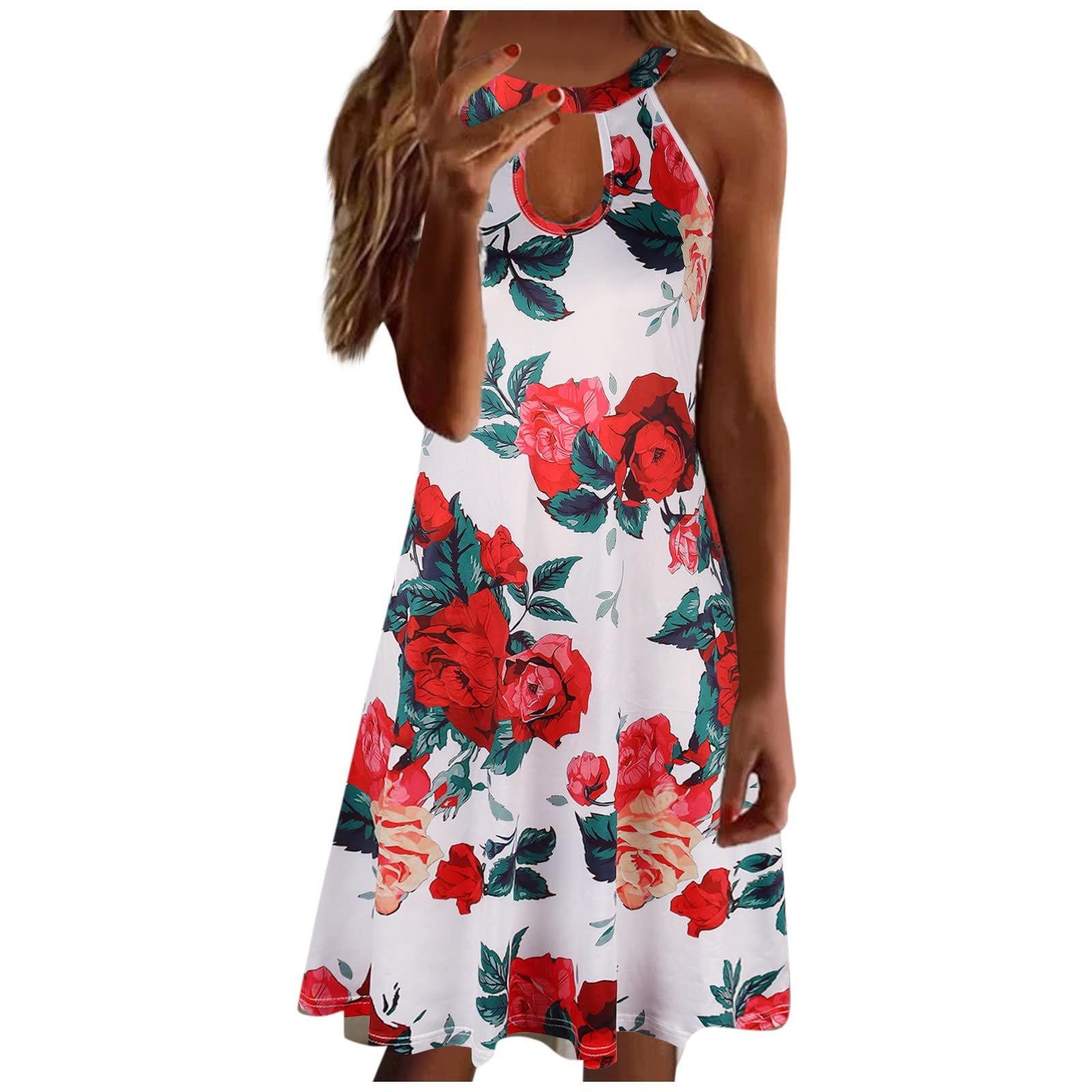 Women's Floral Print Sun Dress - Sleeveless Summer Casual Dress for Cocktail Parties & Beach Outfits | Lightweight & Comfortable Fashion Dress 2022