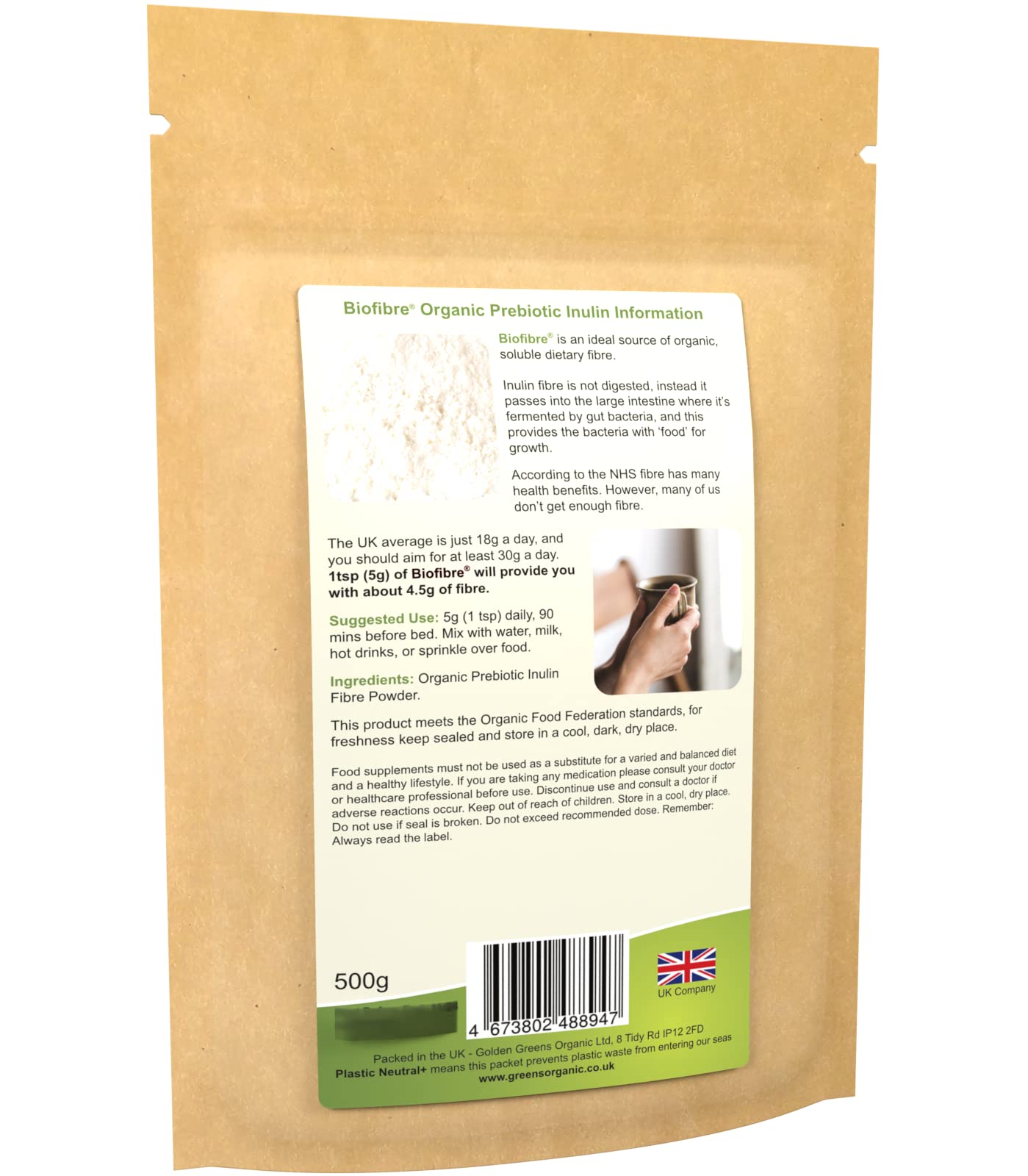 Organic Inulin Powder Supplement - Prebiotic Fiber for Gut Health & Digestion | Supports Immune System, Weight Management & Blood Sugar Balance | Ideal for Smoothies, Baking & Daily Wellness