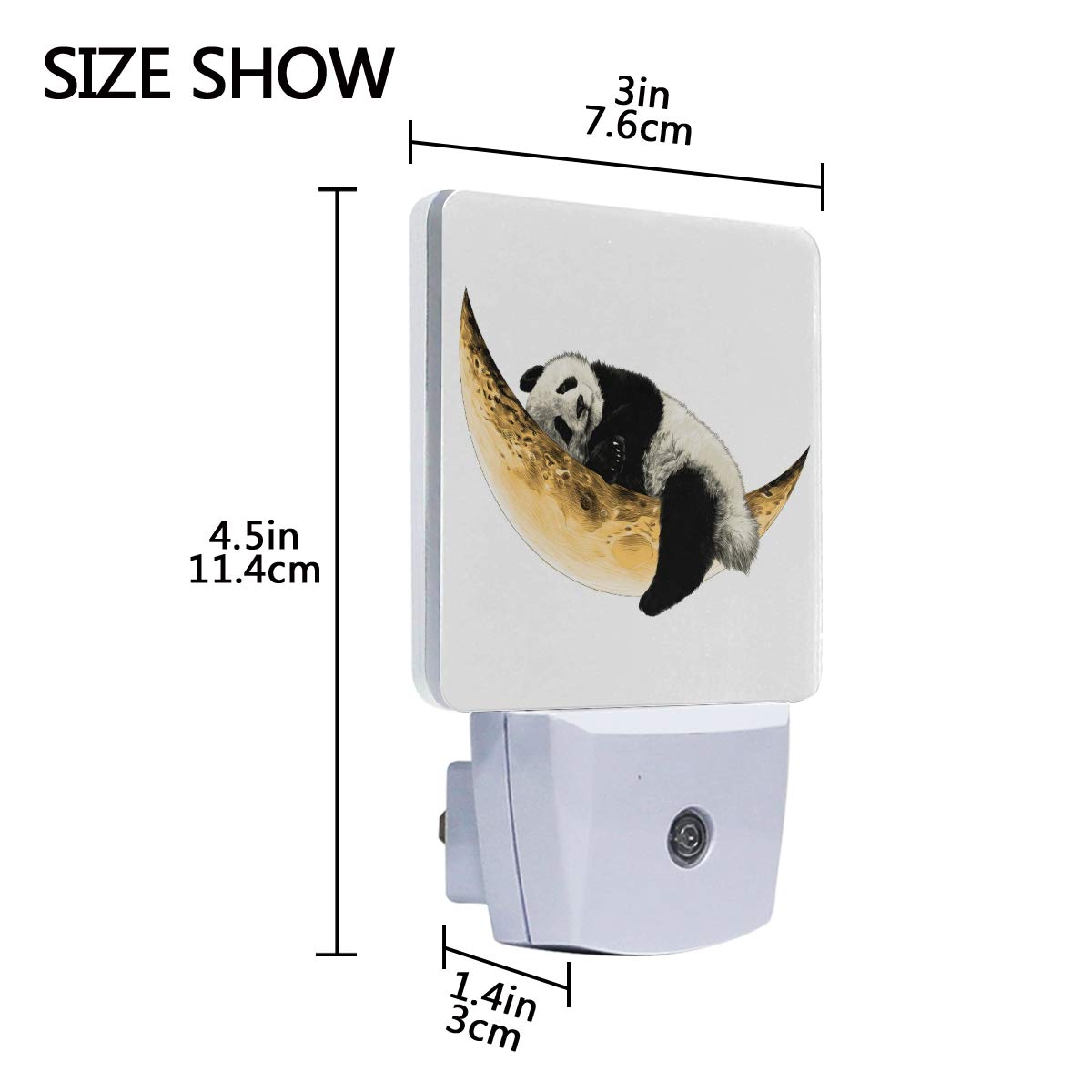 Vikko 2 Pack Cute Panda LED Night Light with Dusk to Dawn Sensor - Golden Moon Plug-in Lamp for Kids & Adults - Perfect for Bedroom, Nursery, Living Room, Hallway Decor - Creates Soothing Ambiance for Sleep and Relaxation