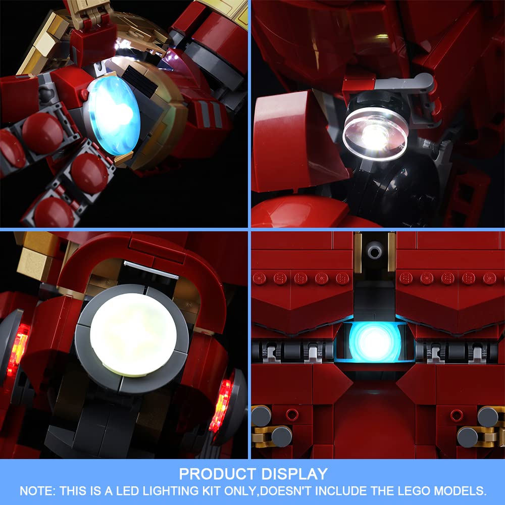 VONADO LED Light Kit for Lego Hulkbuster 76210 - DIY Lighting Set for Hulkbuster Lego Model (Lego Not Included) | Enhance Your Lego Display with Stunning LED Effects for Home Decor & Collectibles