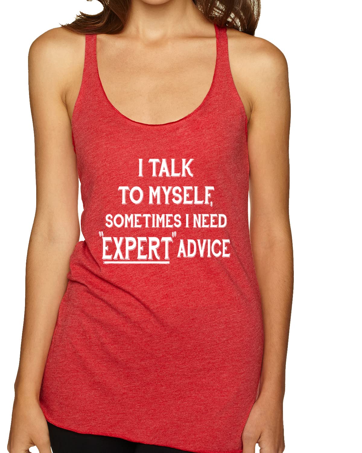 I Talk to Myself Sometimes Funny Tri-Blend Racerback Tank Top for Women - Soft Vintage Graphic Tee for Casual Wear, Gym, Yoga & Summer Outfits
