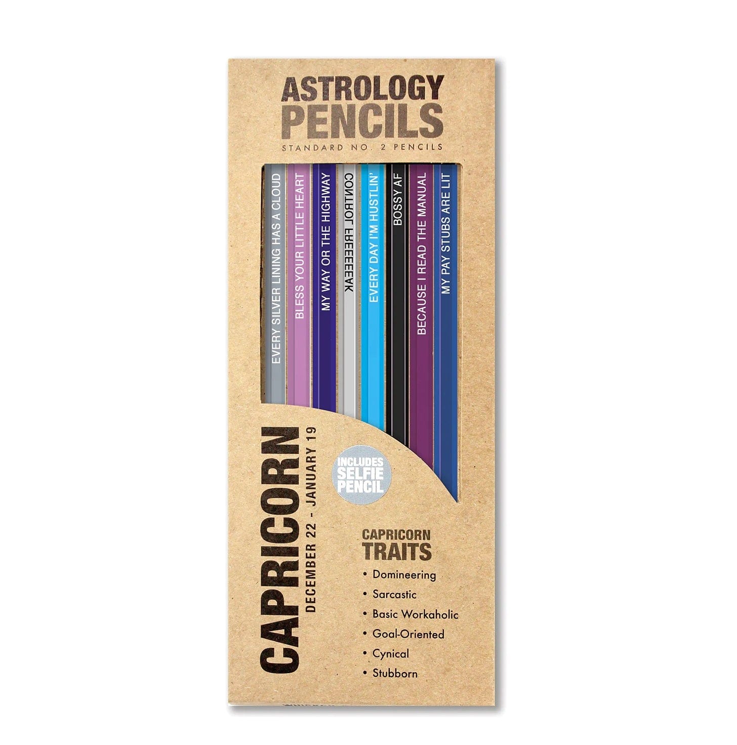 Capricorn Zodiac Sign Astrology Pencil Set - 12 Pack Horoscope Themed Writing & Drawing Tools for Journaling, Sketching & Gift Giving