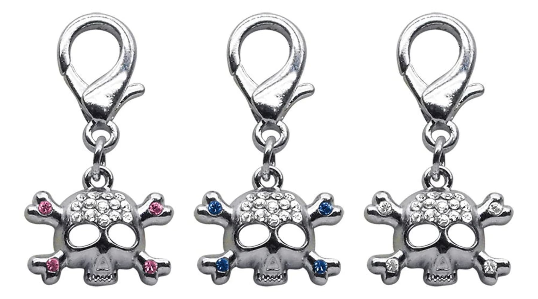 Pink Lobster Claw Skull Charm Pendant - Gothic Jewelry for Necklace, Bracelet & DIY Crafting (Halloween, Punk Style Accessories)