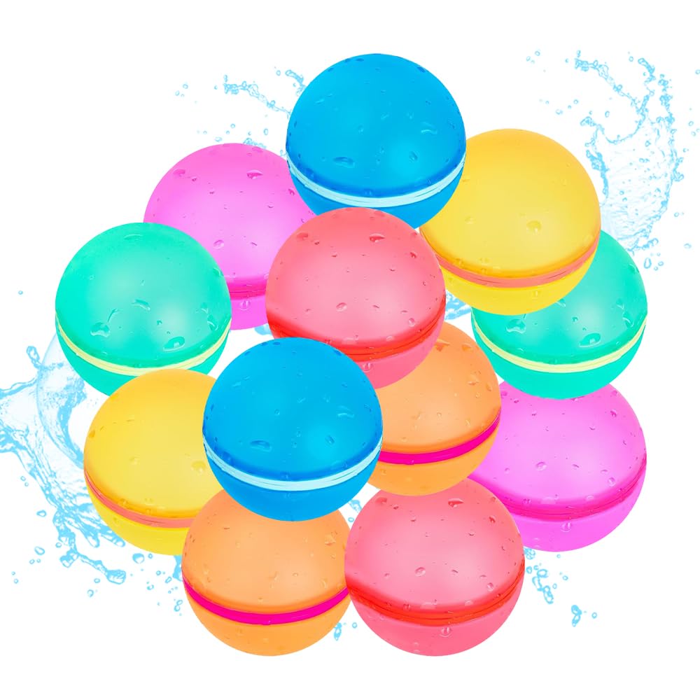 Refillable Magnetic Silicone Water Balloons - 24 Pack Eco-Friendly Reusable Pool Toys for Kids, Outdoor Summer Water Games, Backyard Party Essentials, Bath & Slide Fun