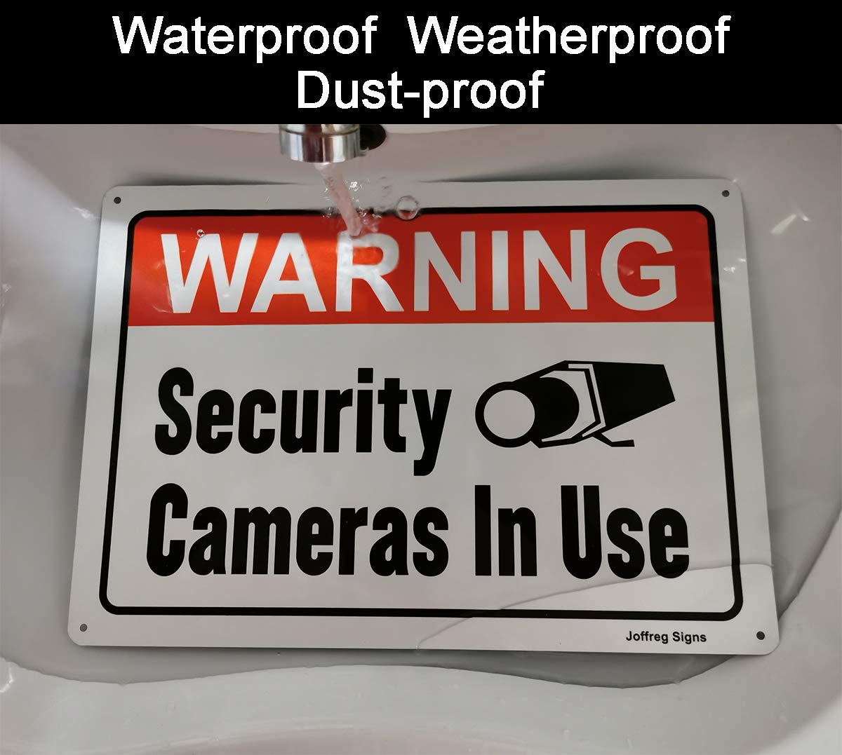 Joffreg Reflective Security Camera Warning Sign - 14x10 Inch Aluminum, UV Printed, Weatherproof & Waterproof for Indoor/Outdoor Use (2 Pack) - Ideal for Home Security, Business Surveillance & Property Protection