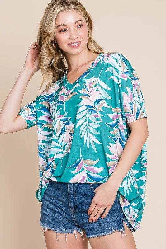 BOMBOM Women's Loose Fit Vintage Floral Tunic Top - Casual Boho Blouse for Spring Summer Outfits, Beach Cover Up, and Layering