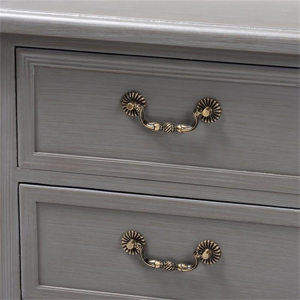 BOWERY HILL French Grey Wood 3-Drawer Nightstand - Modern Bedside Table for Bedroom, Living Room & Guest Room Storage