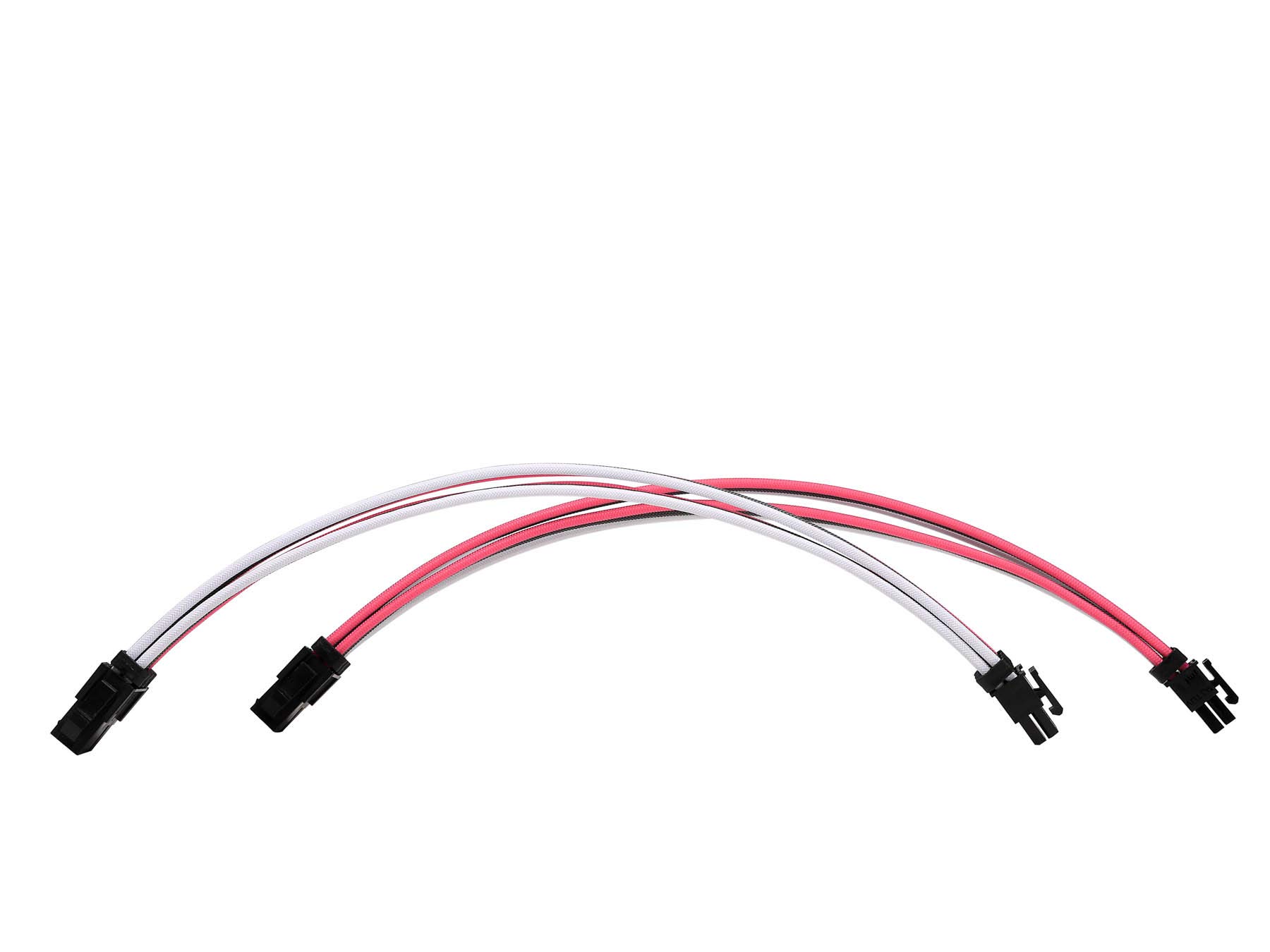 High-Quality 18AWG Sleeve Extension Power Supply Cable Kit - ATX 24-Pin, EPS 8-Pin & PCI-E 8-Pin (2) with Cable Combs - Pink Grey White for PC Builds, Gaming Rigs & Workstations