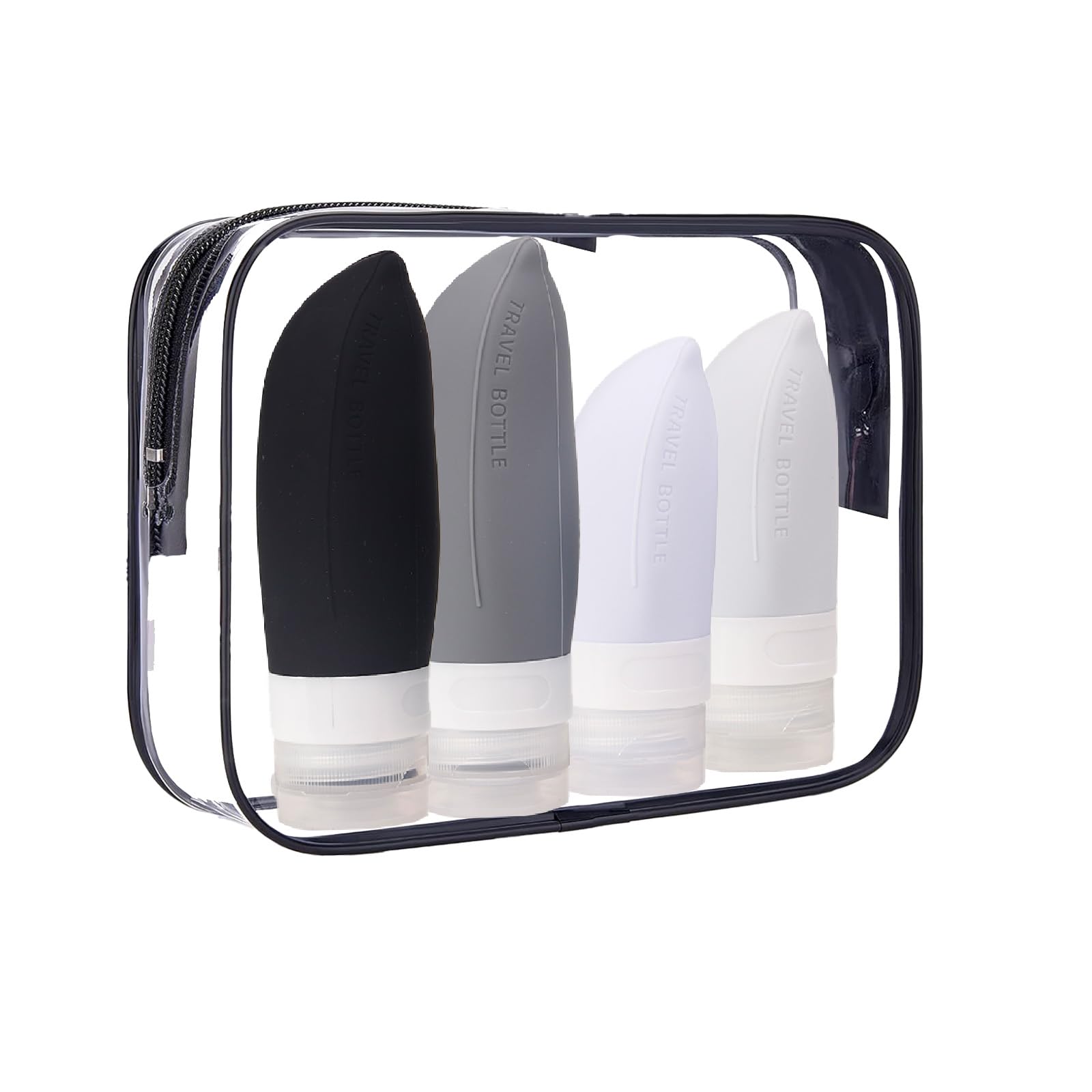 18-Piece Silicone Travel Bottles Set - TSA Approved Leak-Proof Toiletry Containers for Shampoo, Conditioner & Lotion | Perfect for Air Travel, Gym & Vacation (Black)