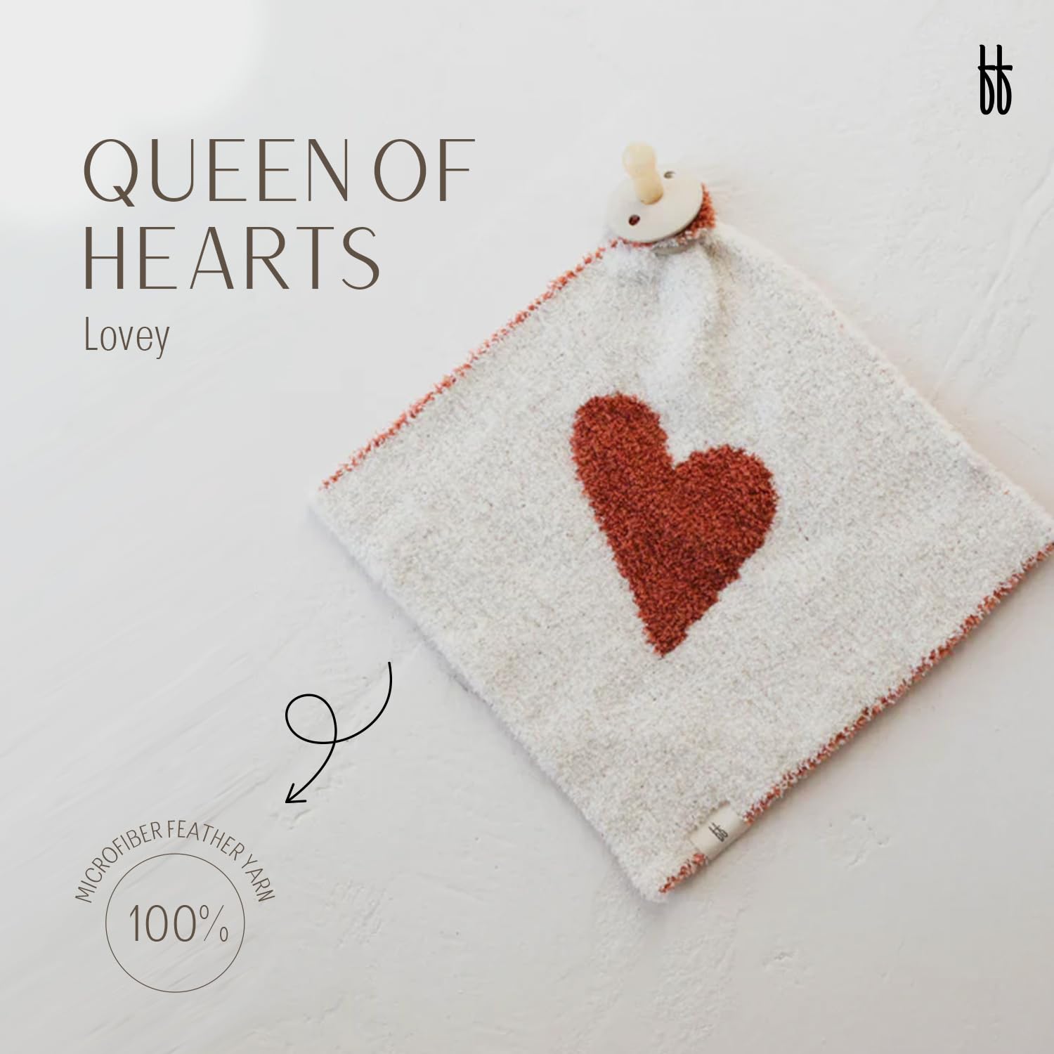 Forever French Baby Lovey - Pacifier Holder & Comfort Blanket for Newborns - Soft Microfiber Feather Yarn (Queen of Hearts Design) - Perfect Baby Shower Gift for Boys & Girls 0-12 Months - Ideal for Nursery, Stroller & Travel