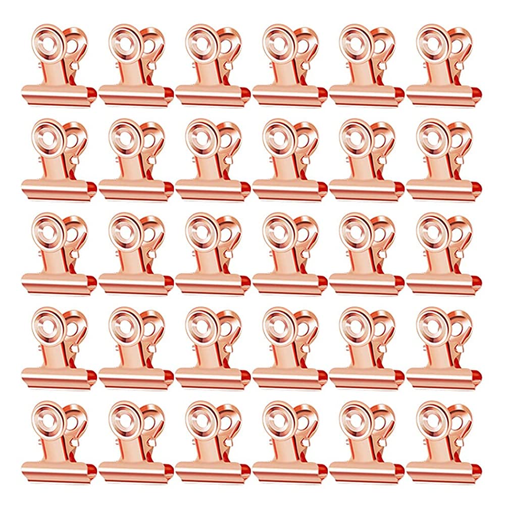 Rose Gold Metal Photo Clips - 30pcs Picture Holders for Office & Home Decor
