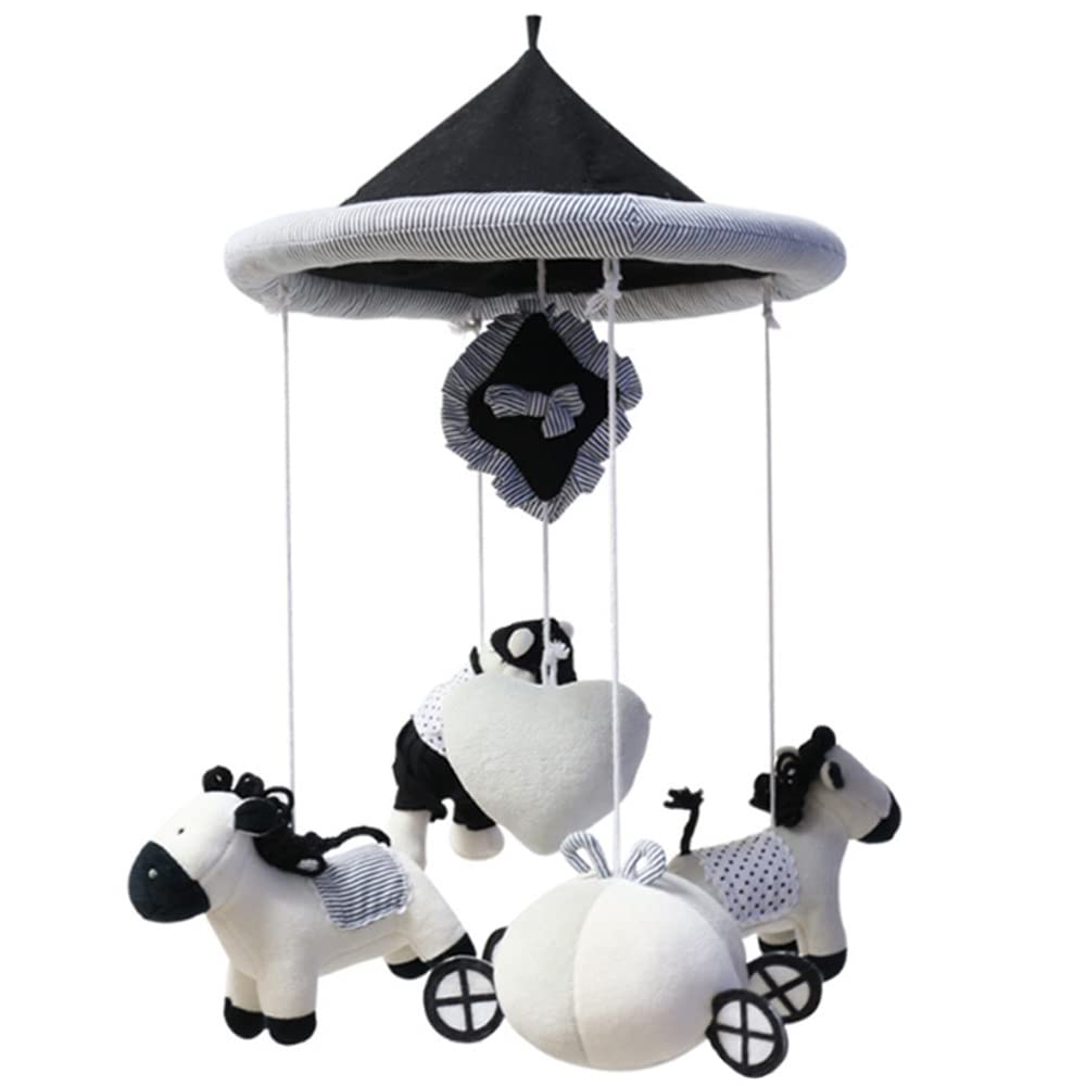 White Horse Musical Baby Crib Mobile - Neutral Nursery Decor with Soothing Music | Handmade Crib Toy for Newborns & Infants | Perfect for Nursery Room, Baby Shower Gifts & Bedtime Soothing