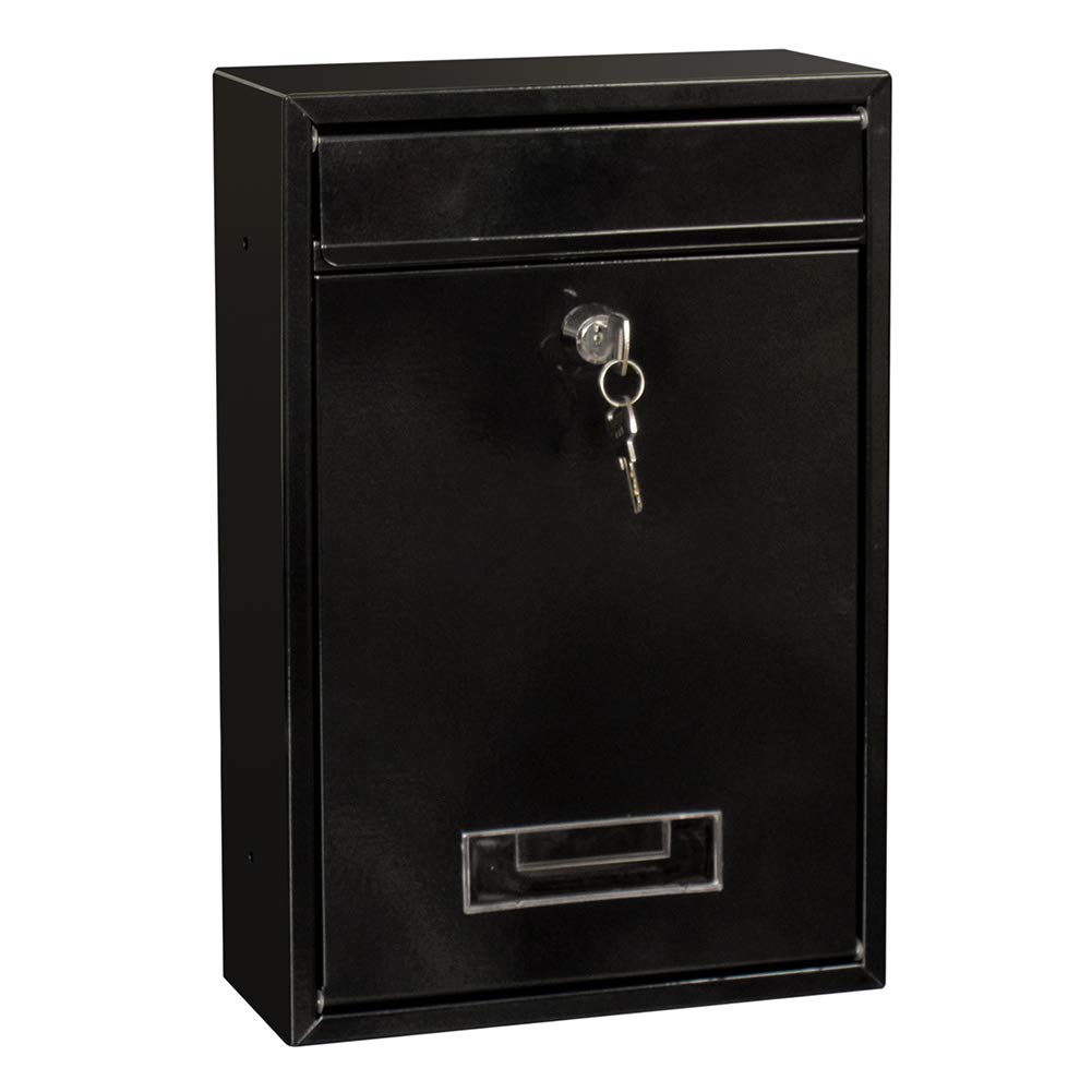 Lockable Wall Mounted Hanging Mailbox - Black Iron Post Letter Box with Key for Outdoor Security | Perfect for Homes, Apartments & Offices
