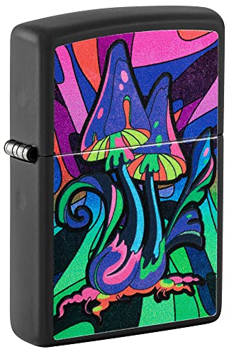 Black Matte Black Light Trippy Mushroom