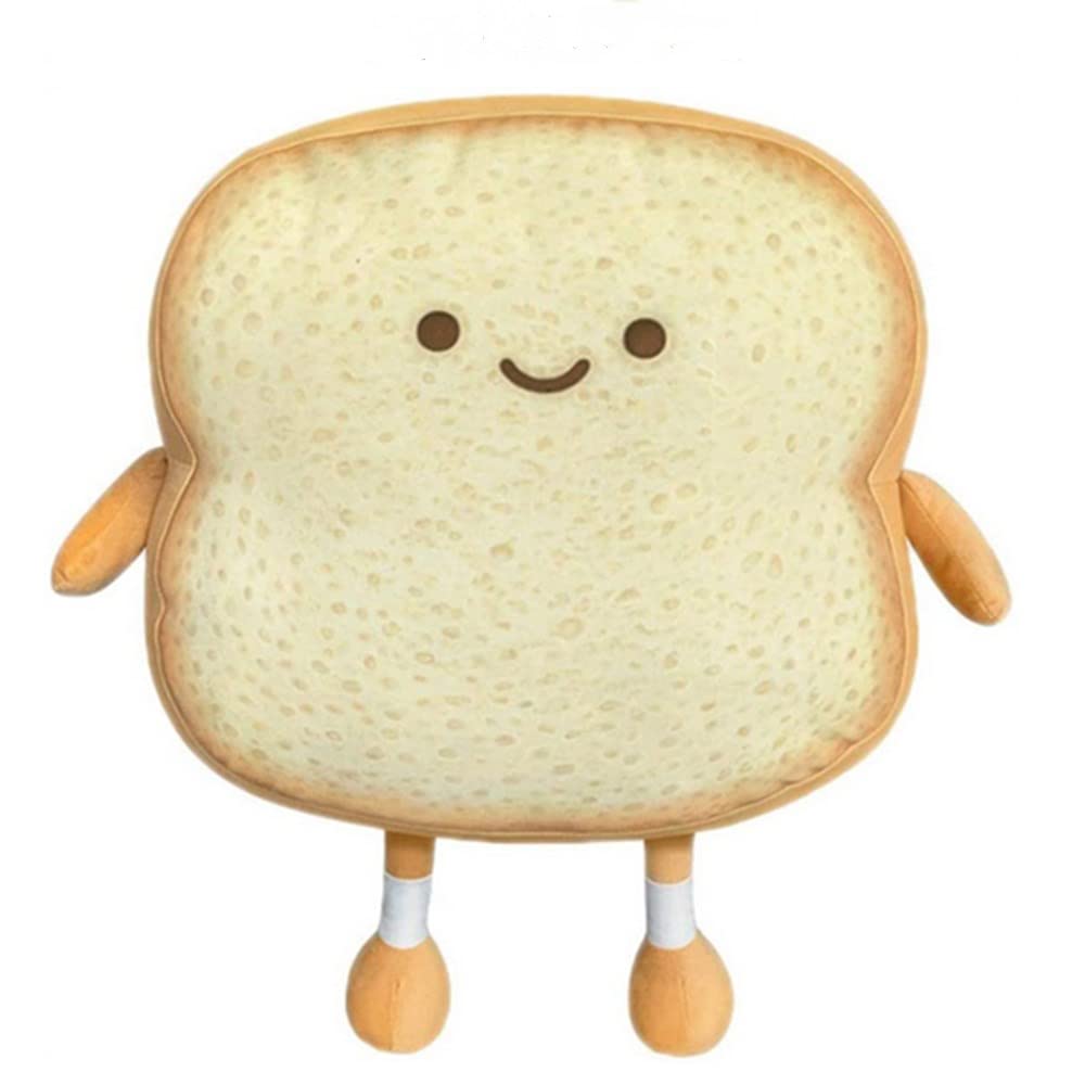 Funny Toast Bread Pillow - Soft Plush Toy Pillow with Facial Expression for Kids & Adults - Perfect Gift for Home, Bedroom & Sofa Decor - Great for Relaxing, Lounging & Playtime