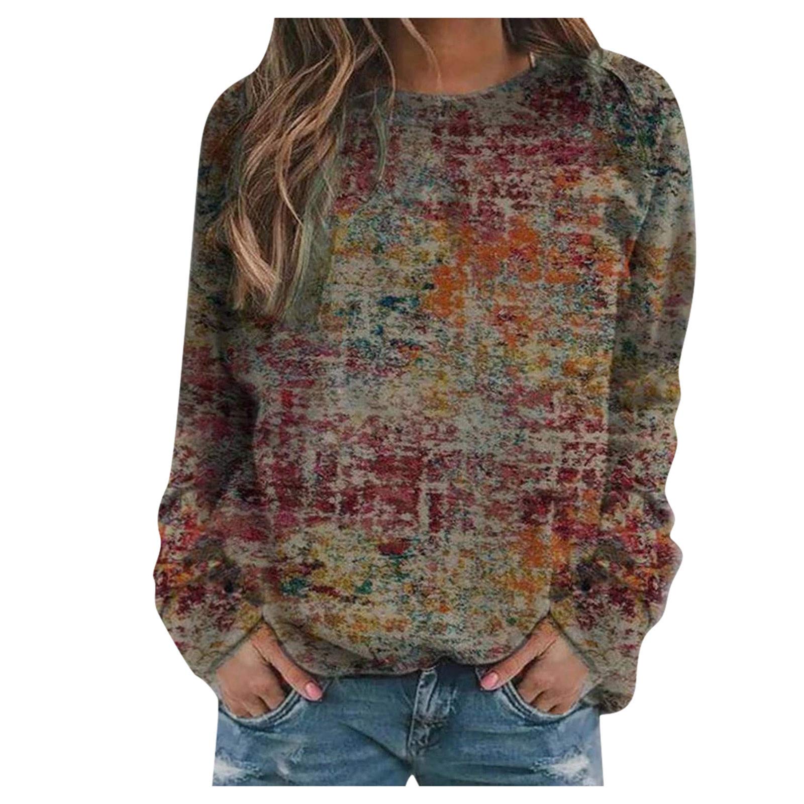 Women's Casual Loose Pullover Sweatshirt - Graffiti Print Long Sleeve Tops for Teen Girls & Women | Perfect for Everyday Wear, Street Style & Layering Outfits