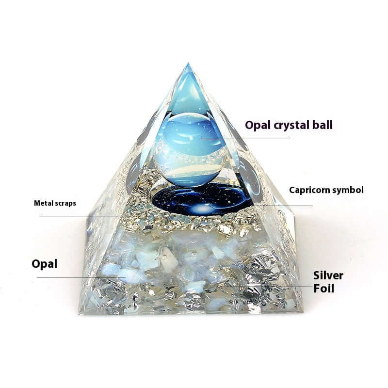 Handmade Zodiac Pyramid Crystal Decor - Feng Shui Home & Office Ornament | Perfect for Meditation, Gift Giving & Spiritual Spaces (A6655)