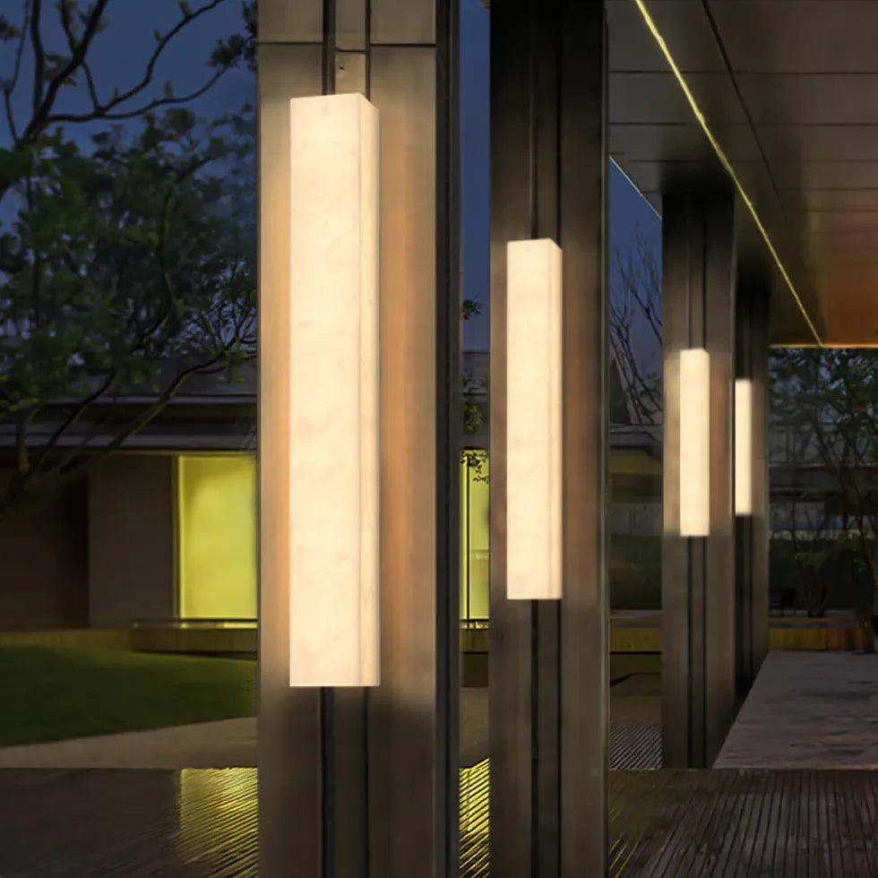 White Resin Edge LED Outdoor Wall Lights - Waterproof Exterior Lighting for Patio, Garden, Porch & Backyard (2 Pack)