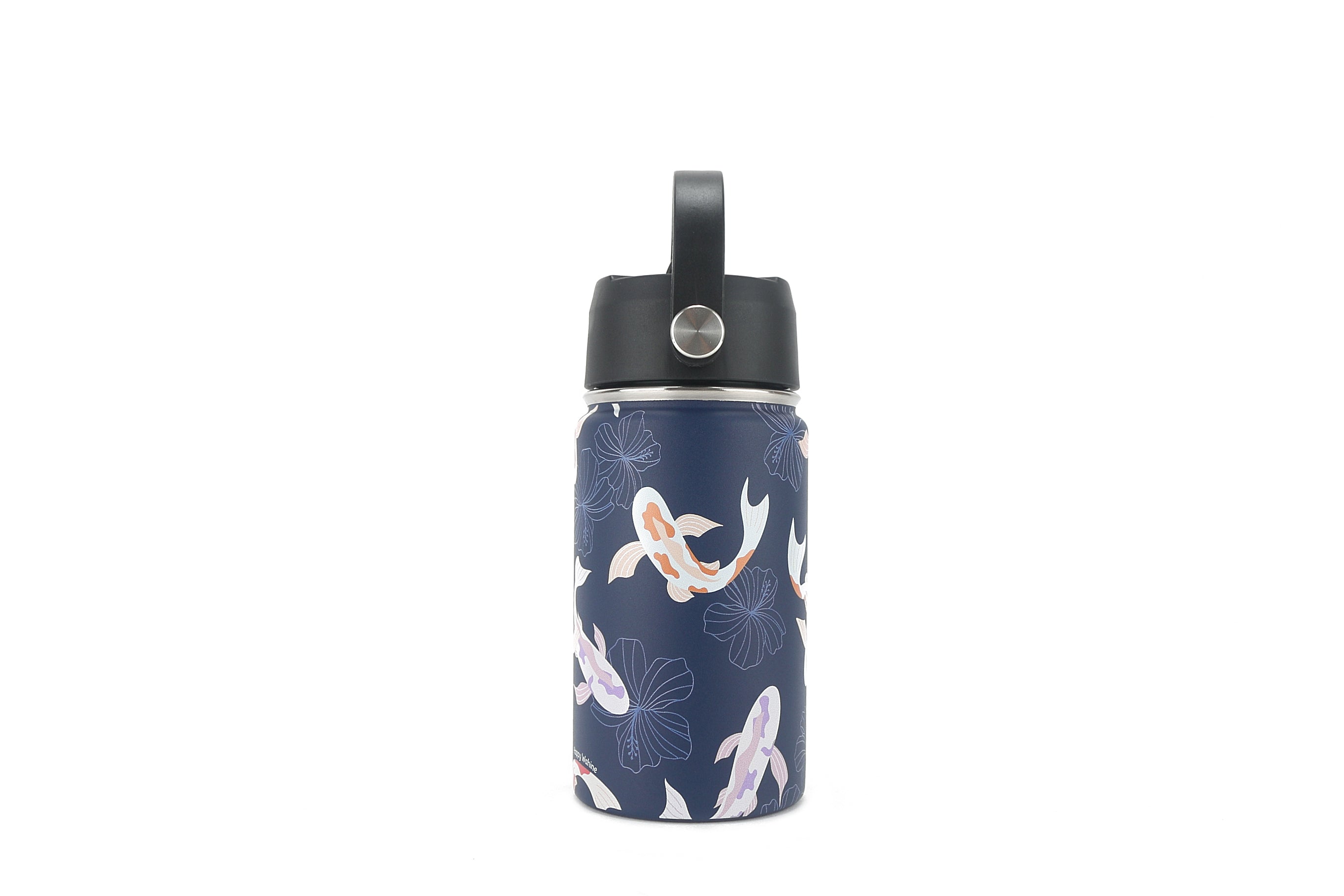 Premium 12oz Insulated Stainless Steel Water Bottle - Koi Navy Design, Leak-Proof & BPA-Free - Perfect for Hiking, Gym & Outdoor Activities