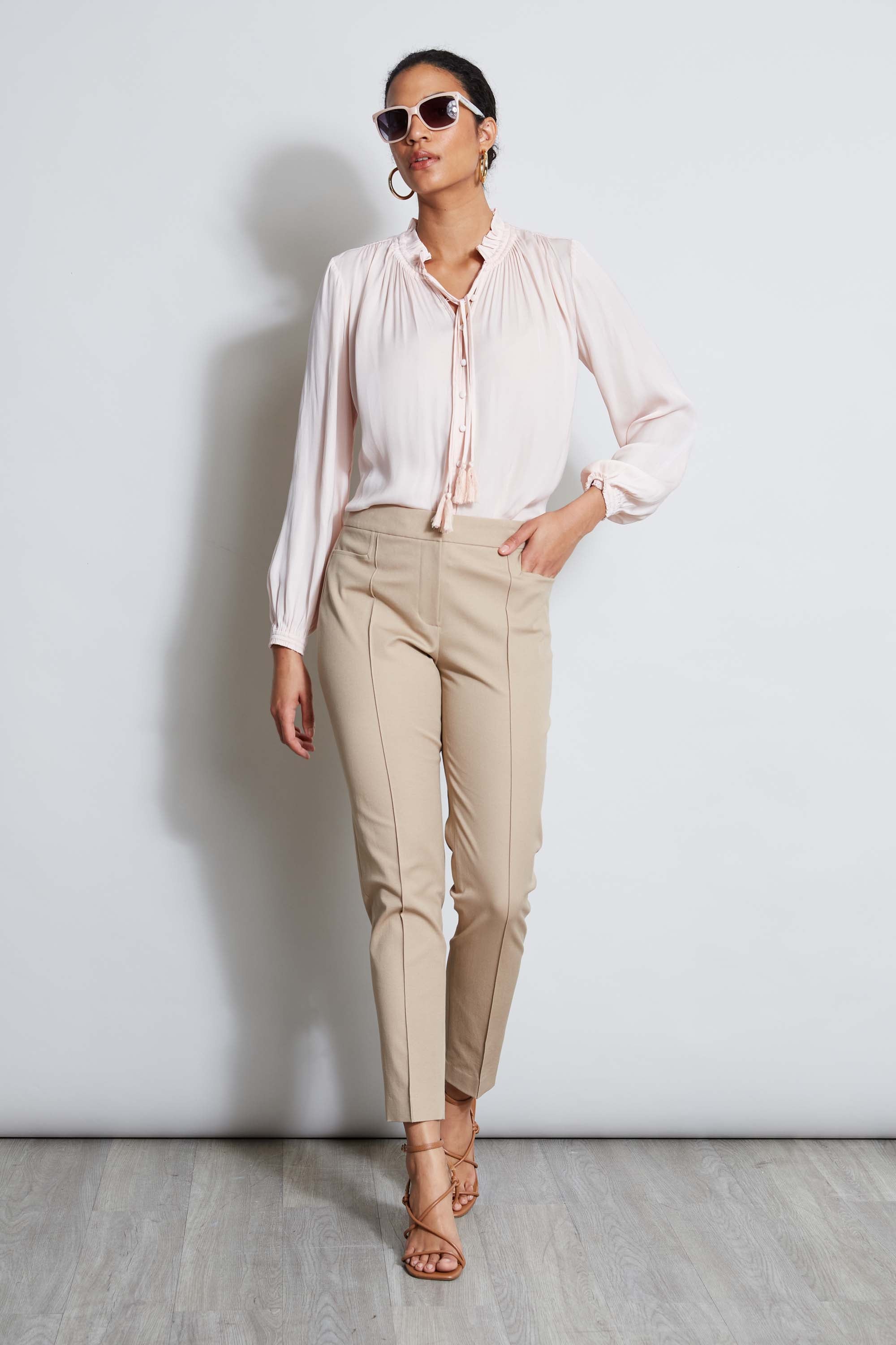 Tahari Women's Tie Neck Airflow Shirt - Breathable Blouse for Office & Summer Wear - Perfect for Business Casual & Hot Weather Outfits