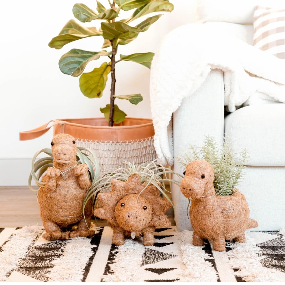 Dinosaur Planters for Succulents - 4 Inch T-Rex Ceramic Flower Pots, Cute Home & Office Decor for Plant Lovers, Perfect Gift Idea for Birthday & Housewarming