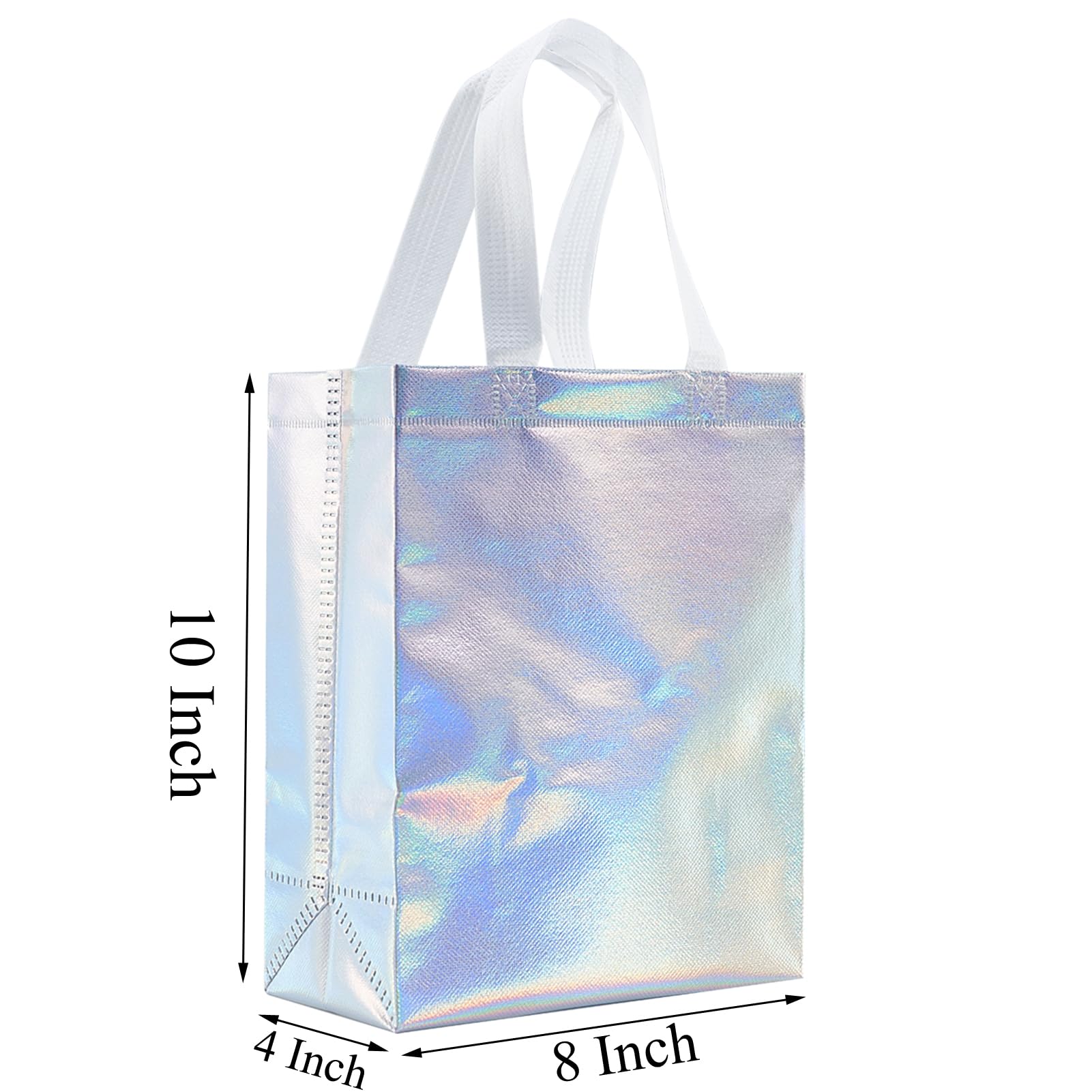 12 Pack Reusable Iridescent Gift Bags 8x4x10 Inches - Elegant Party Favor Bags for Weddings, Christmas, Birthdays & Special Occasions | Perfect for Gift Wrapping, Party Decorations & Favor Distribution
